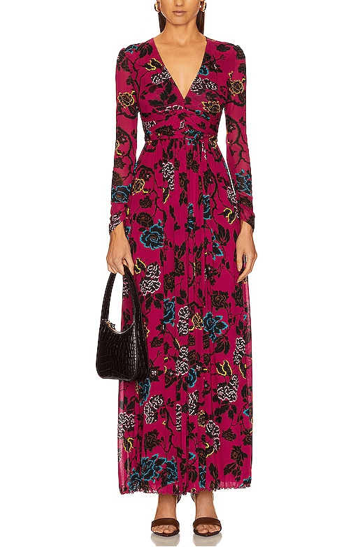 Anne Dress In China Vine Poison Pink - Image 1