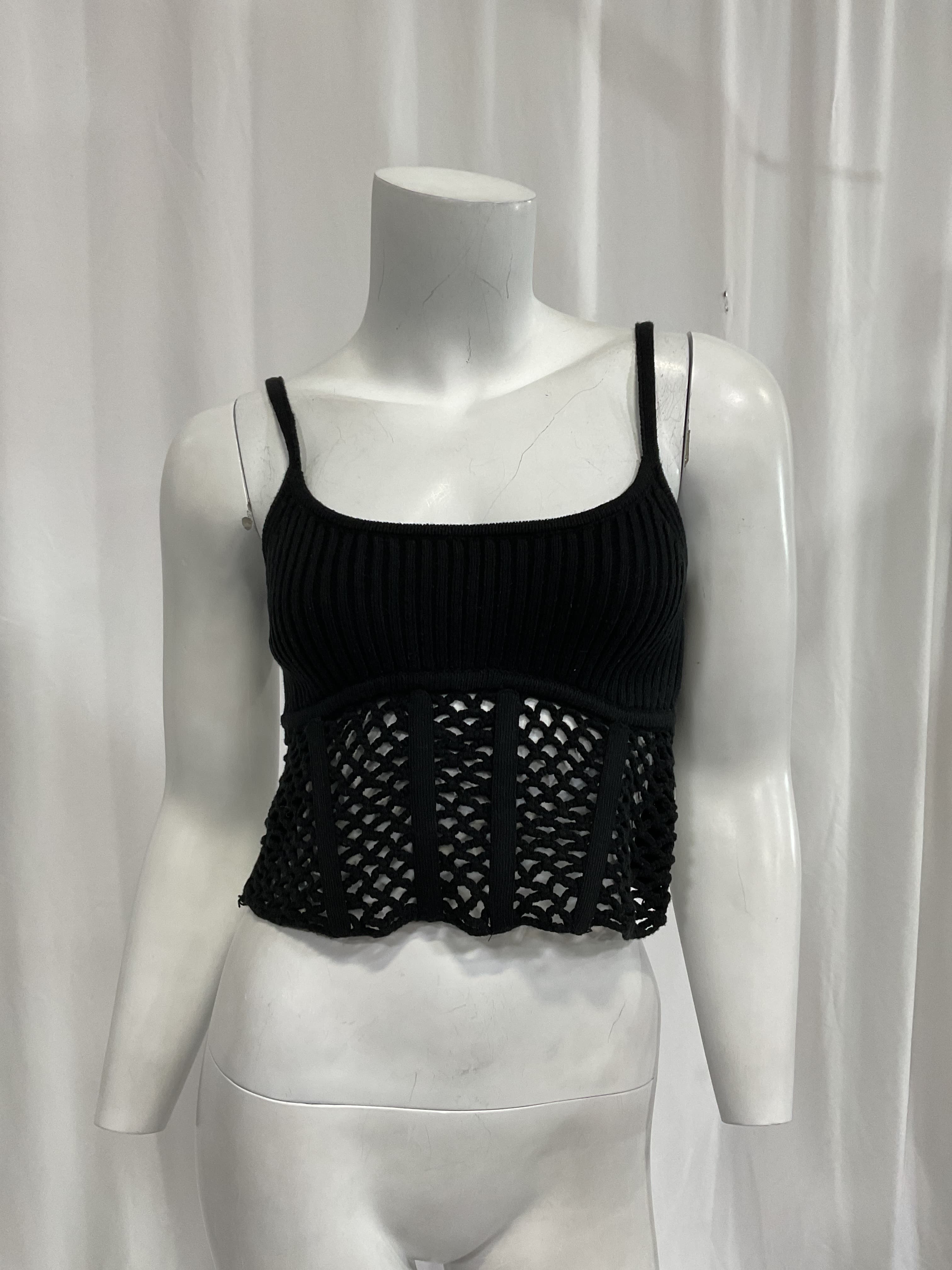 Macrae Crochet Corset Top In Black - Image 2