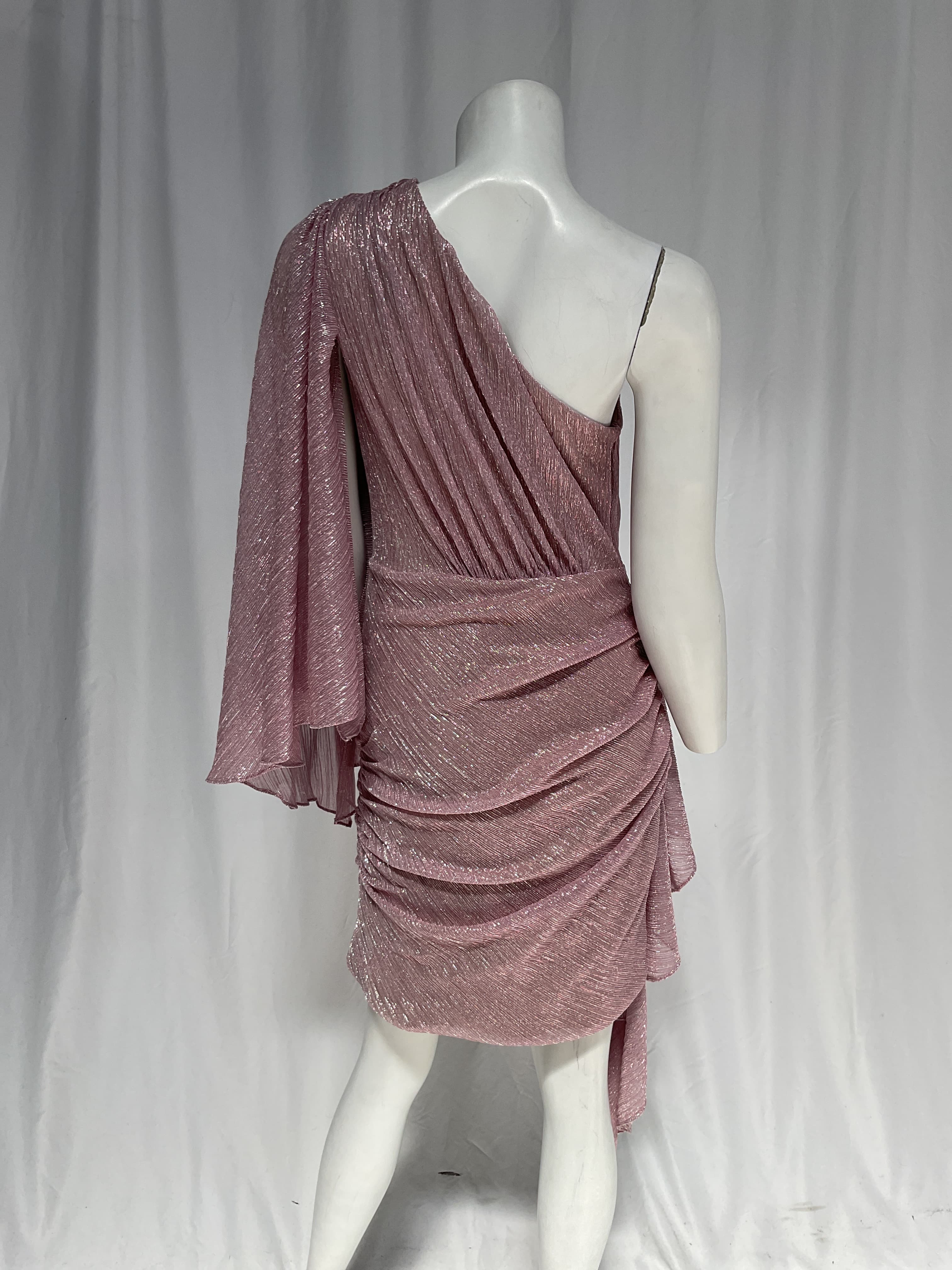 One Shoulder Mini Dress In Blush - Image 3