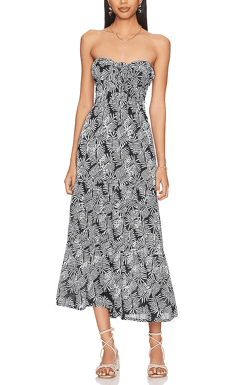 Lei Maxi Dress In Batik Kauai Palms Navy White - Image 1