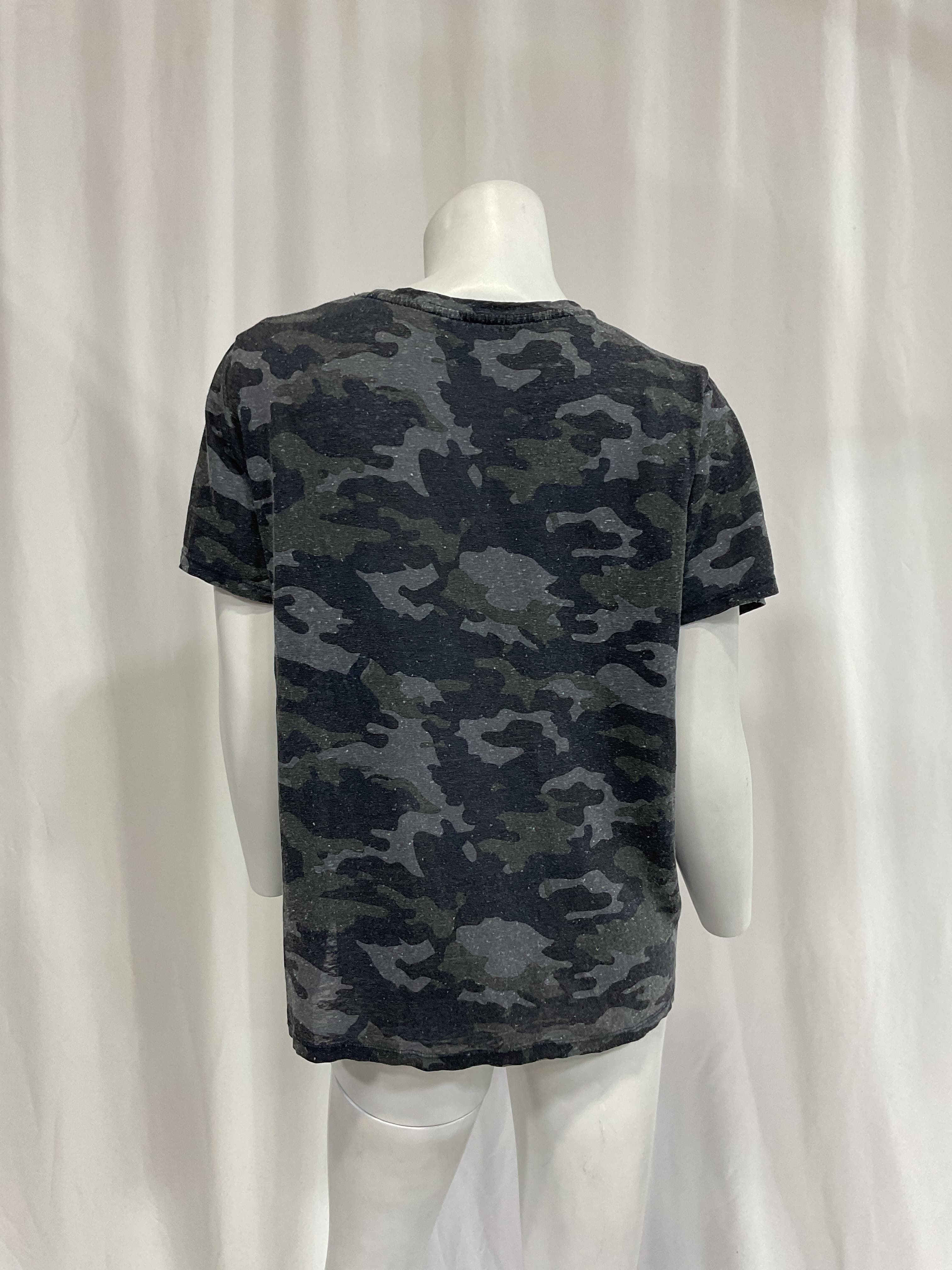 Camo V-Neck Linen-Blend T-Shirt - Image 2
