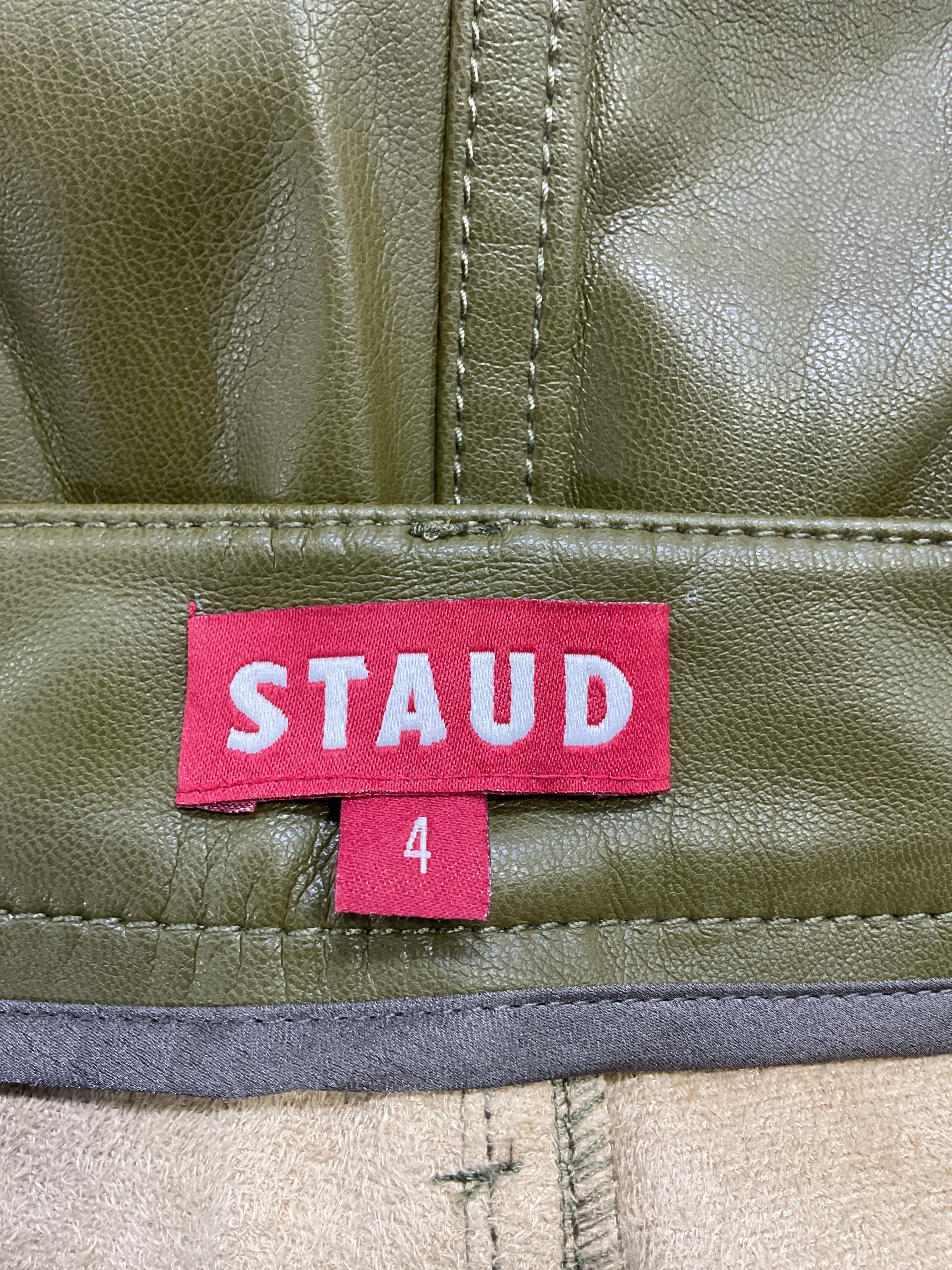 Khaki Chisel Faux-Leather Pants - Image 3