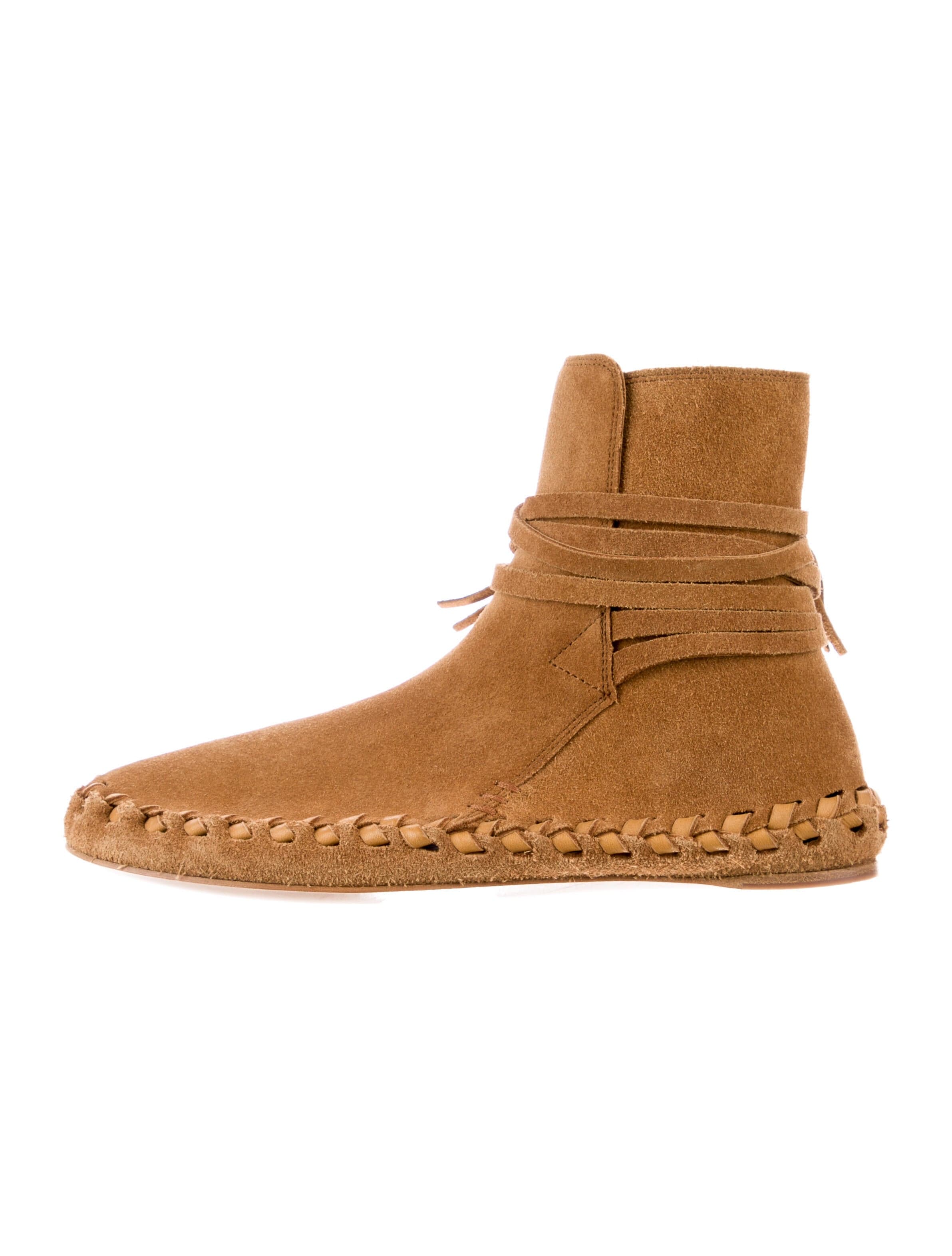 Suede Whipstitch Trim Lace-Up Boots - Image 1