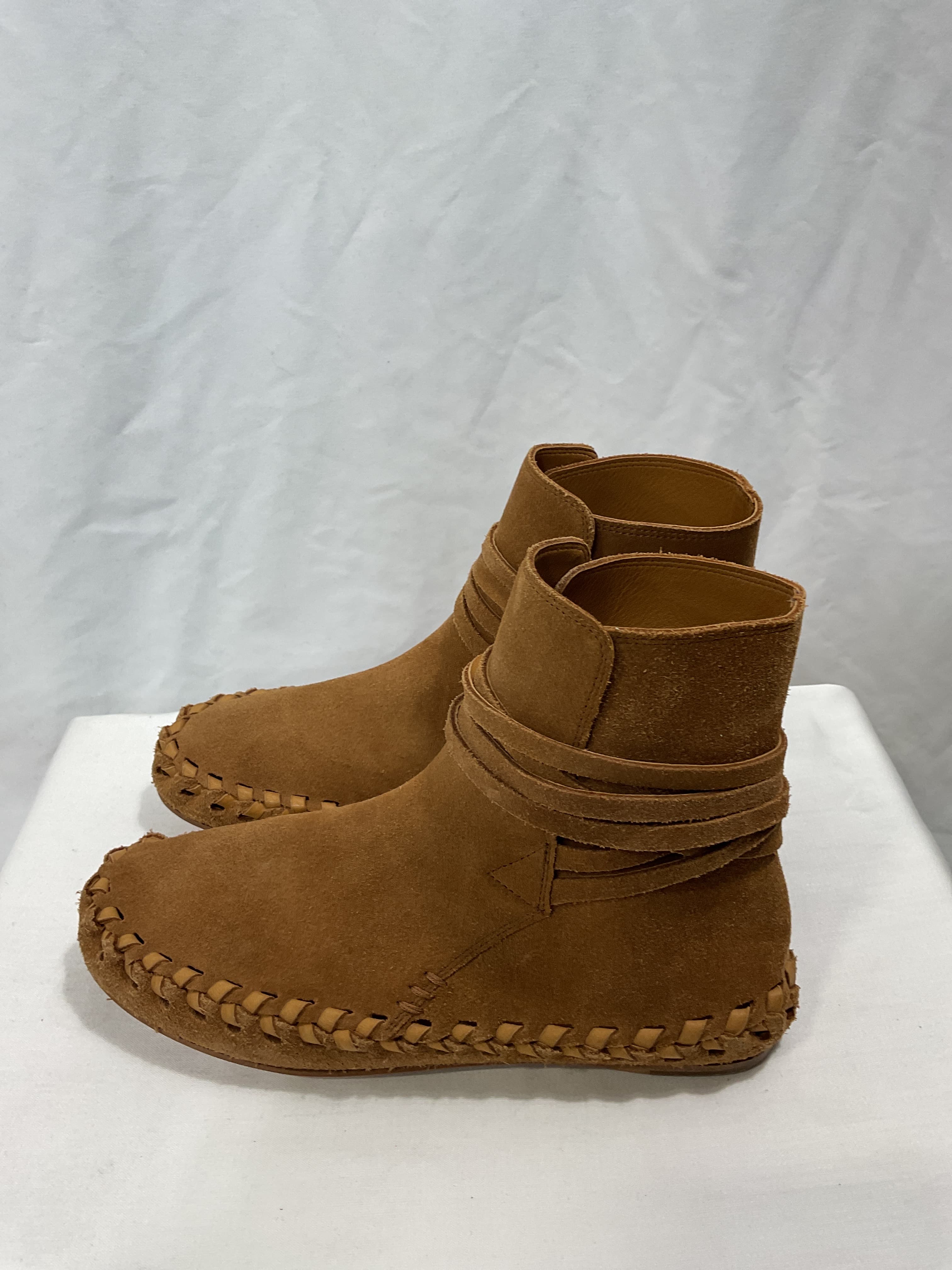 Suede Whipstitch Trim Lace-Up Boots - Image 3