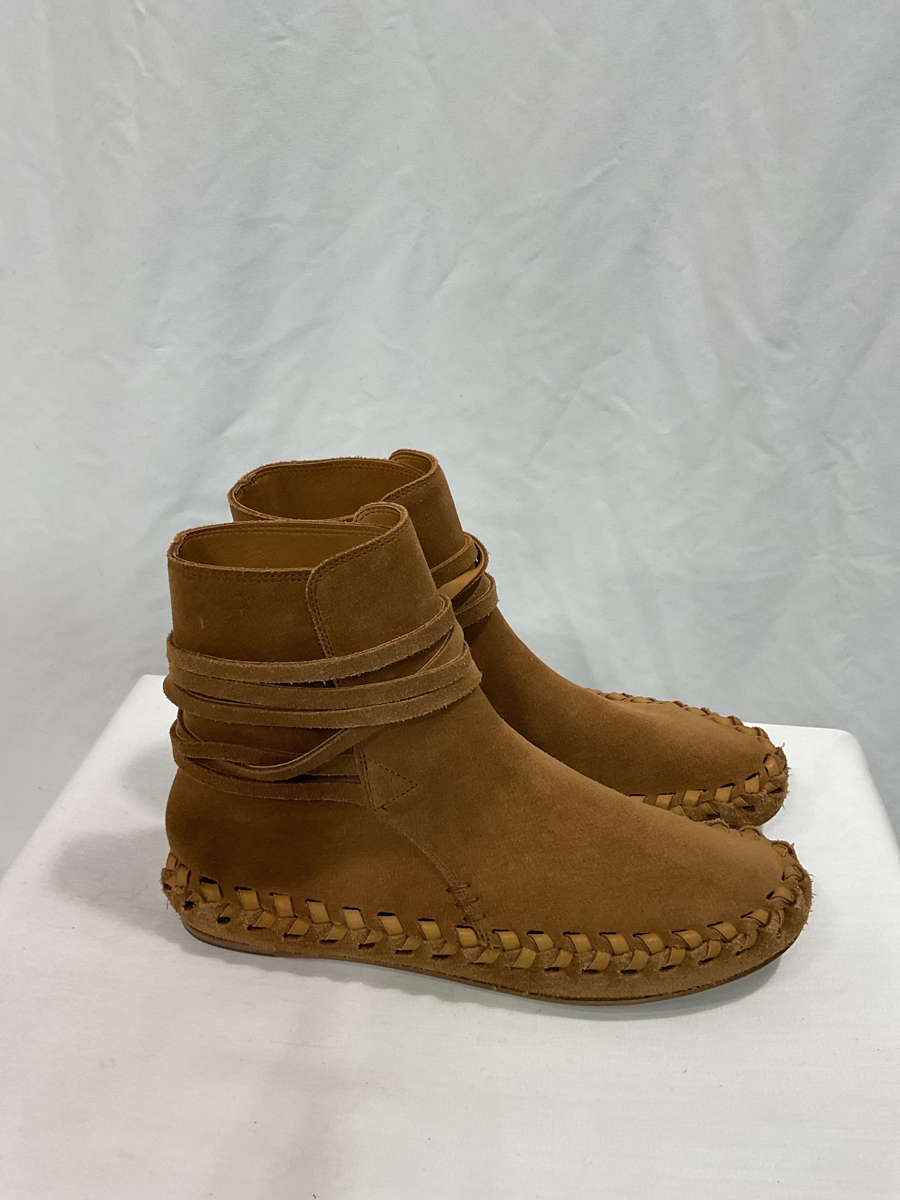 Suede Whipstitch Trim Lace-Up Boots - Image 4