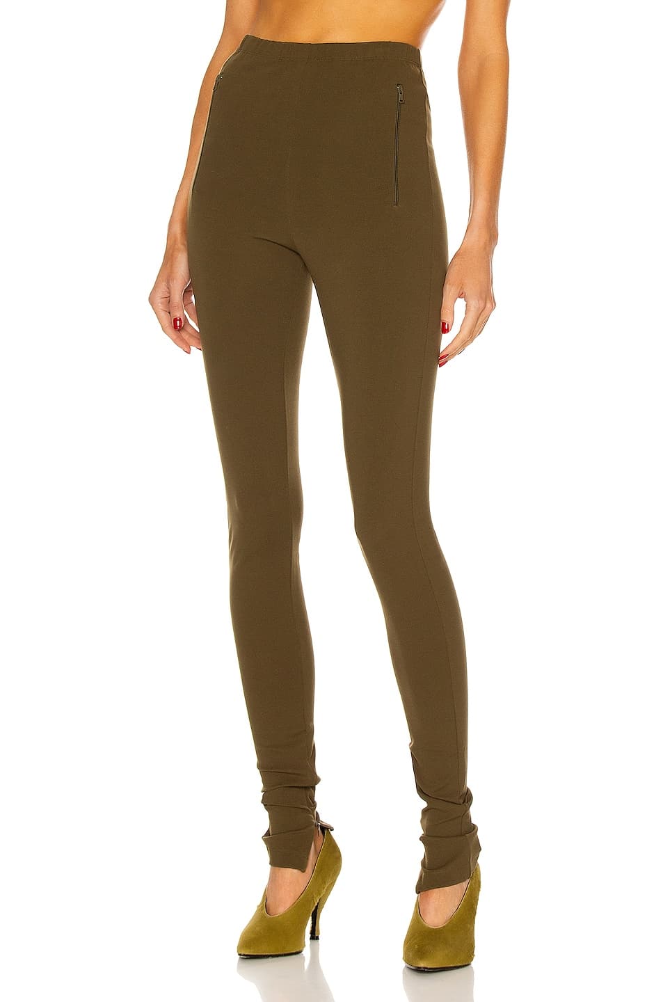 Side Zip Legging In Military - Image 1