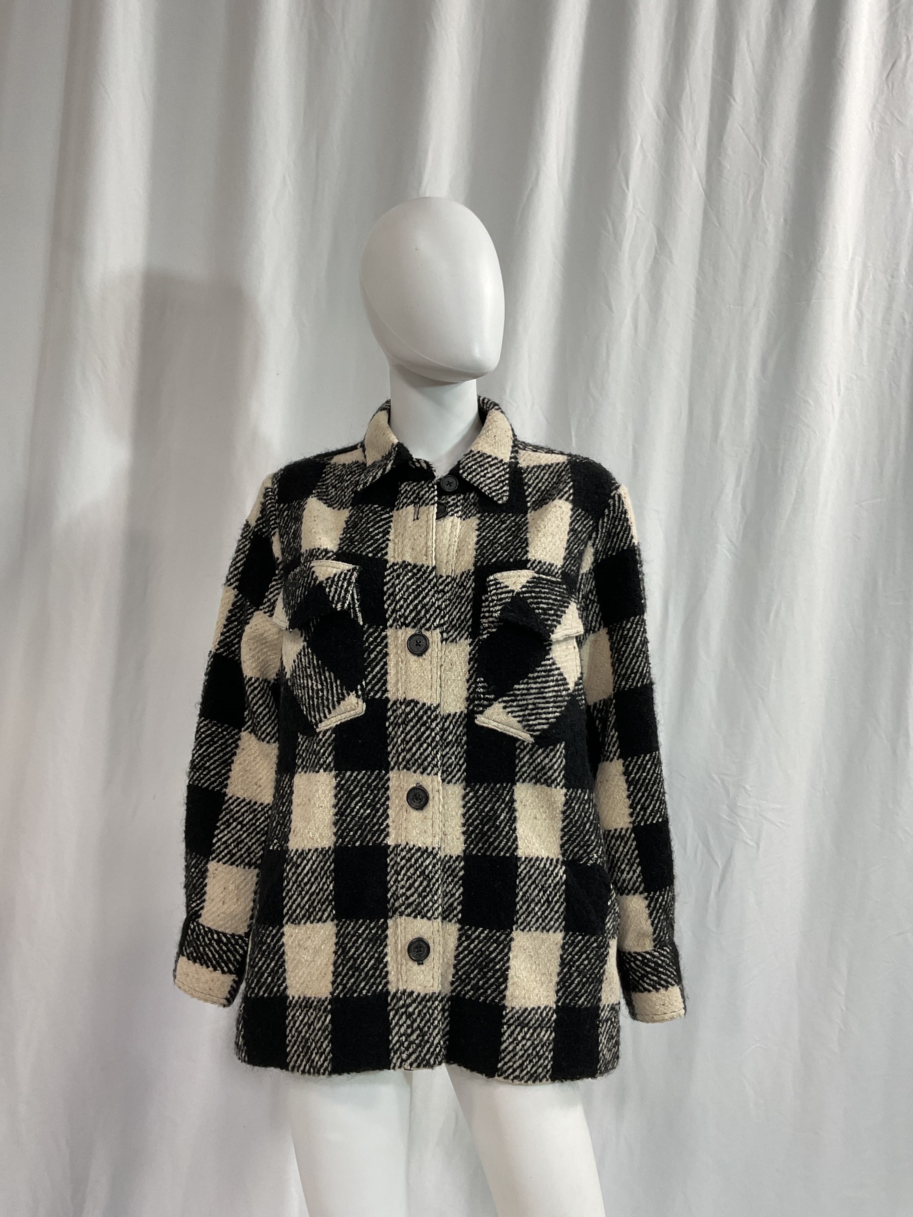 Lenore Barn Coat In Black & Ivory Check - Image 2
