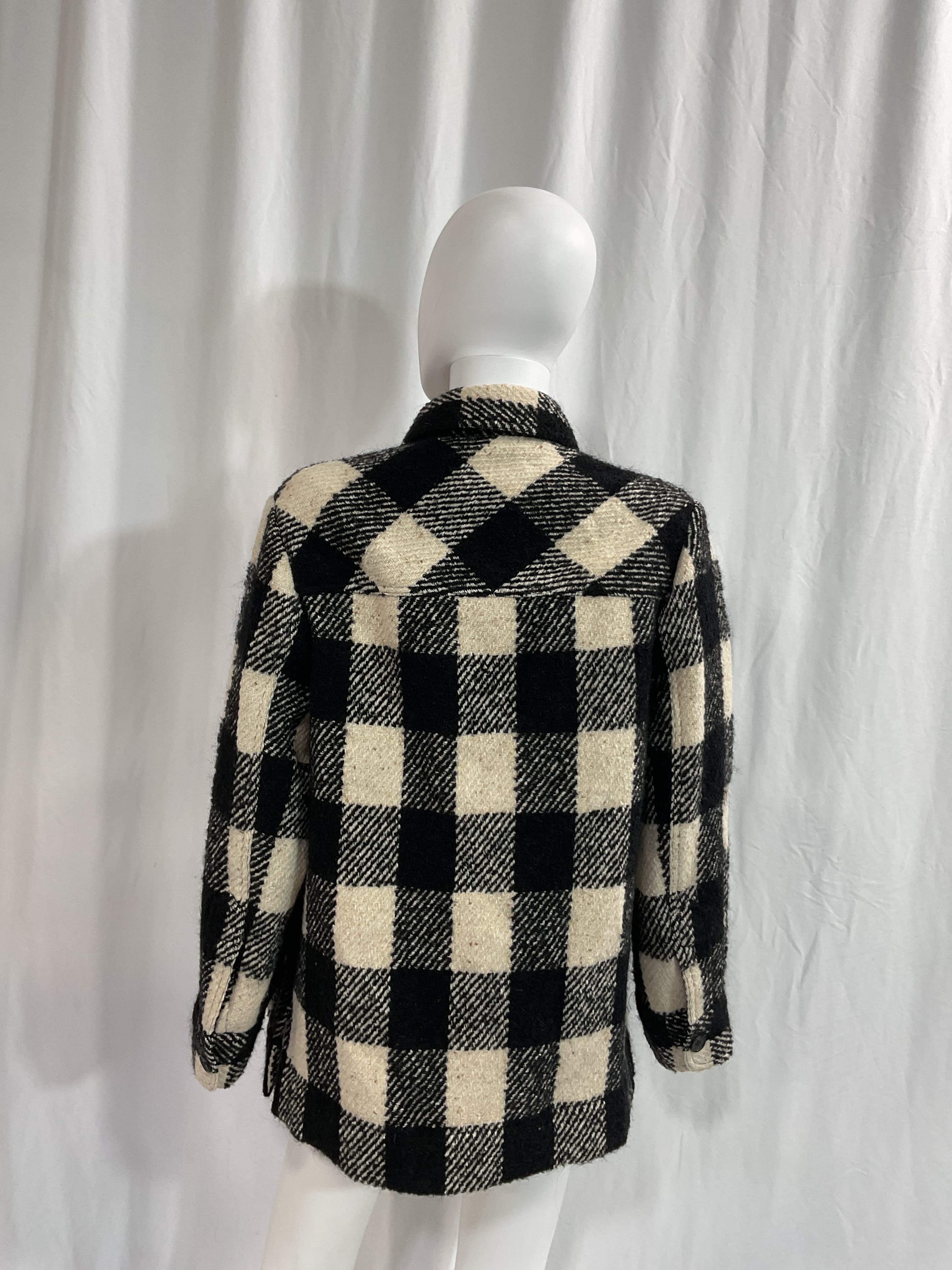 Lenore Barn Coat In Black & Ivory Check - Image 4