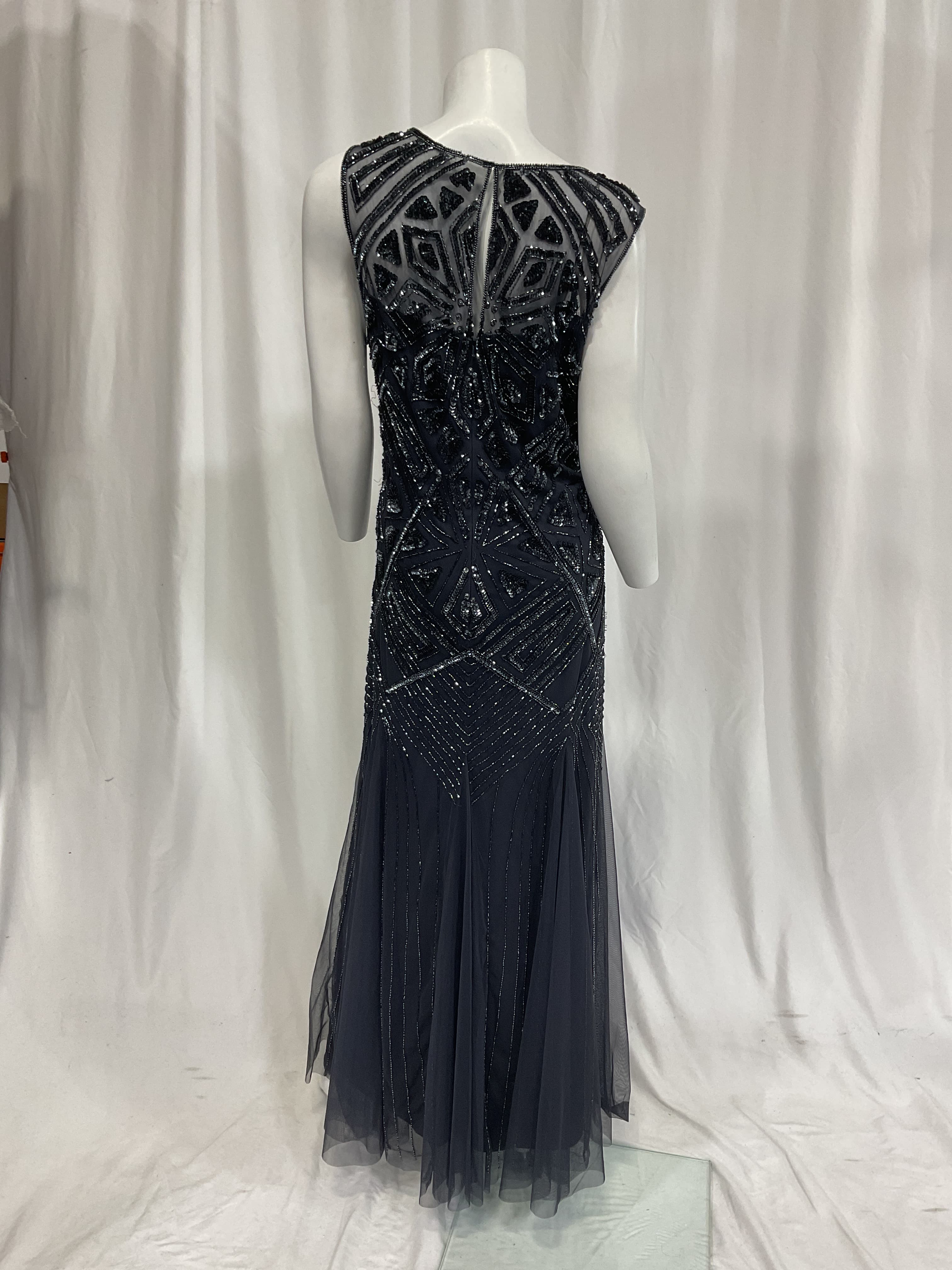 Geometric Beaded Sleeveless Gown - Image 3