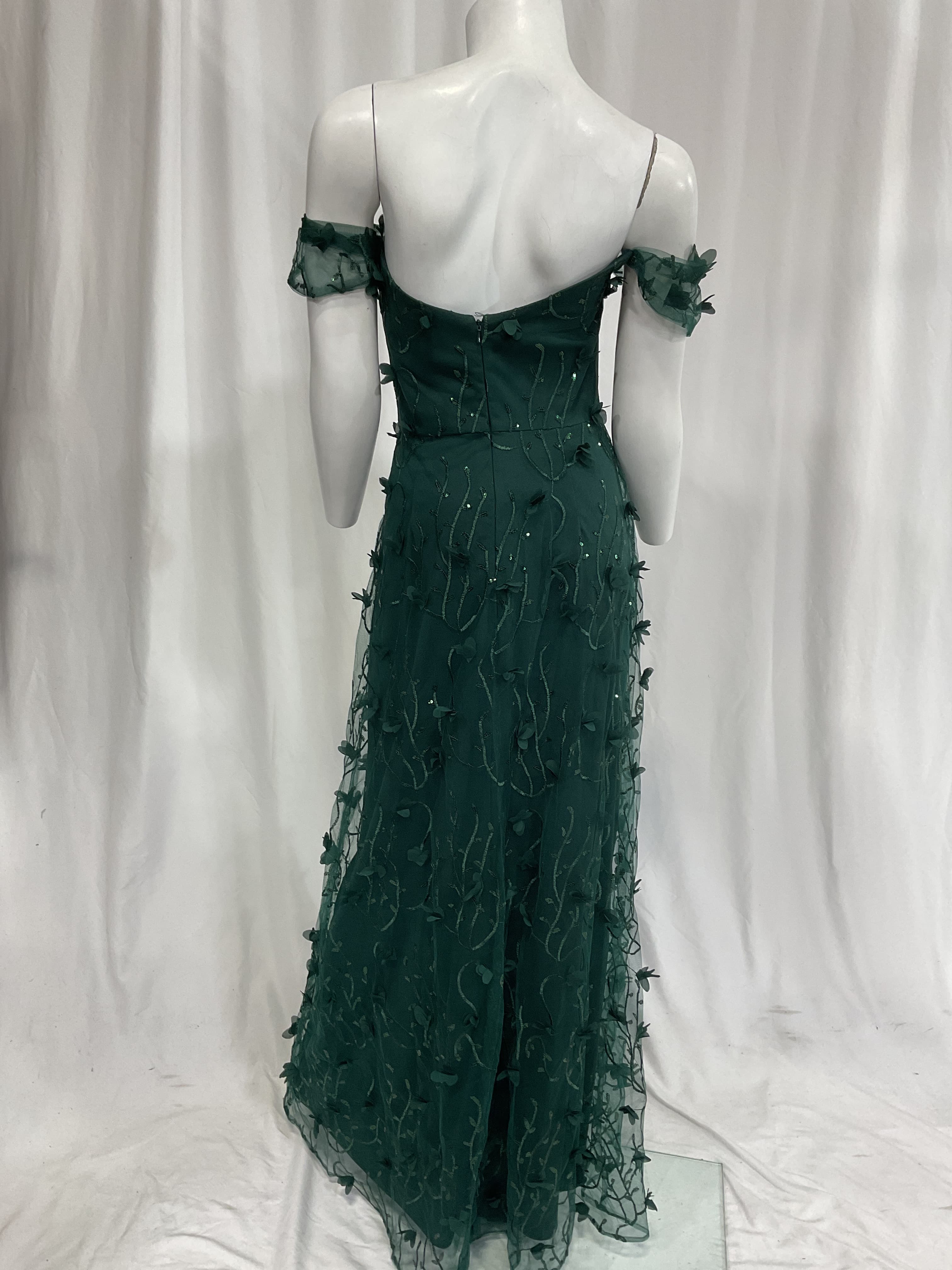 3d Embroidered Off The Shoulder Gown - Image 3