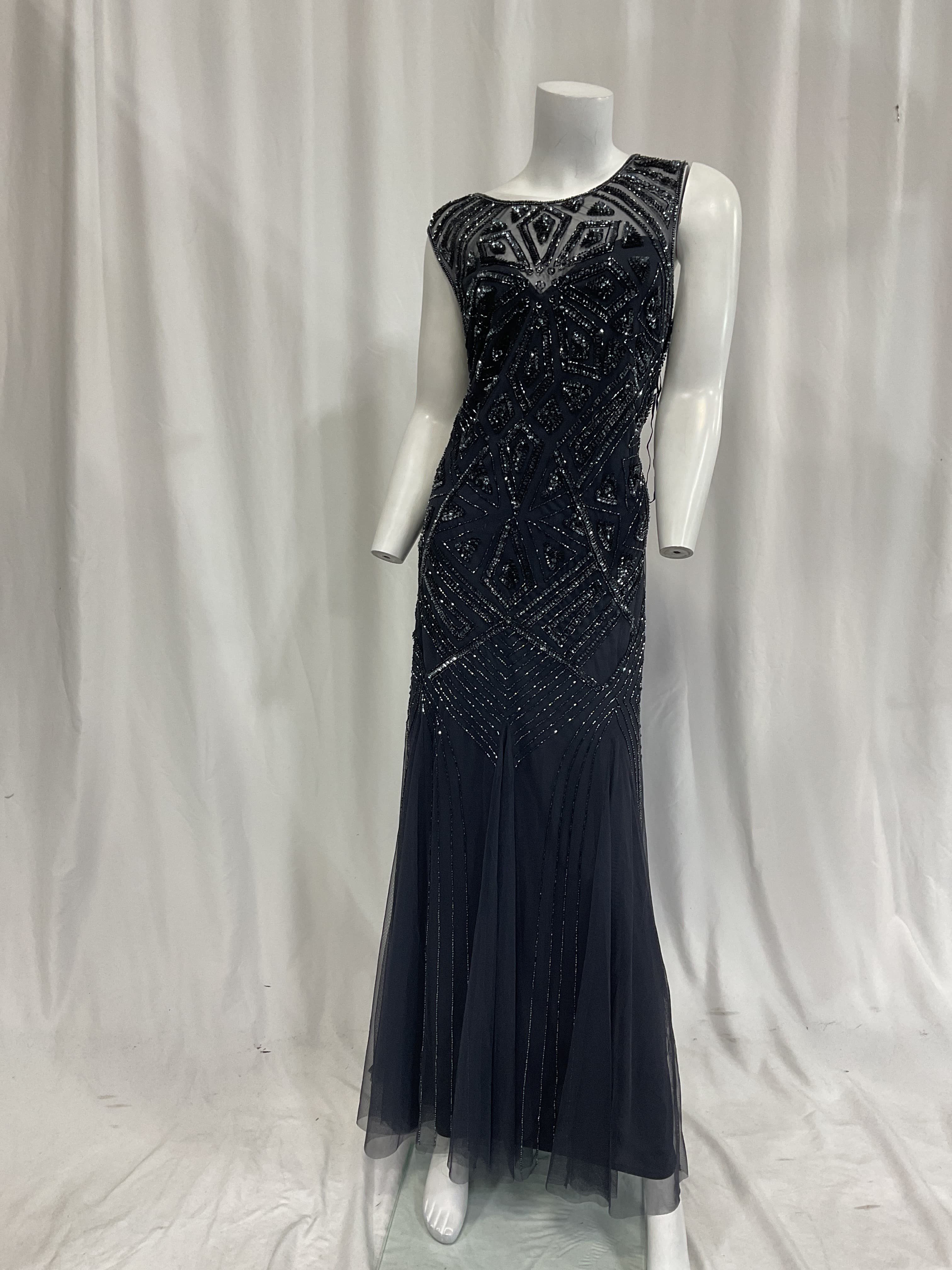 Geometric Beaded Sleeveless Gown - Image 4