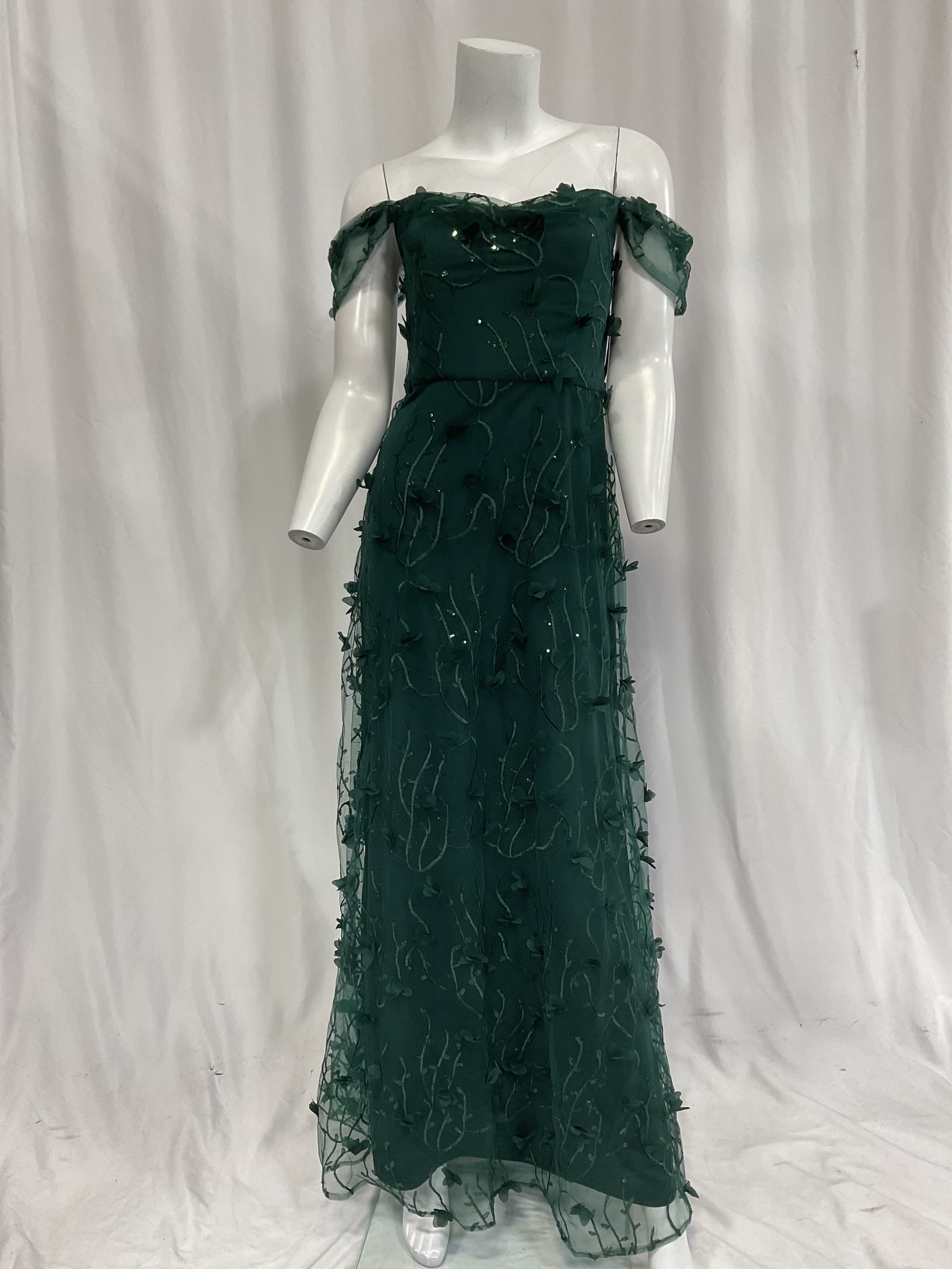 3d Embroidered Off The Shoulder Gown - Image 4