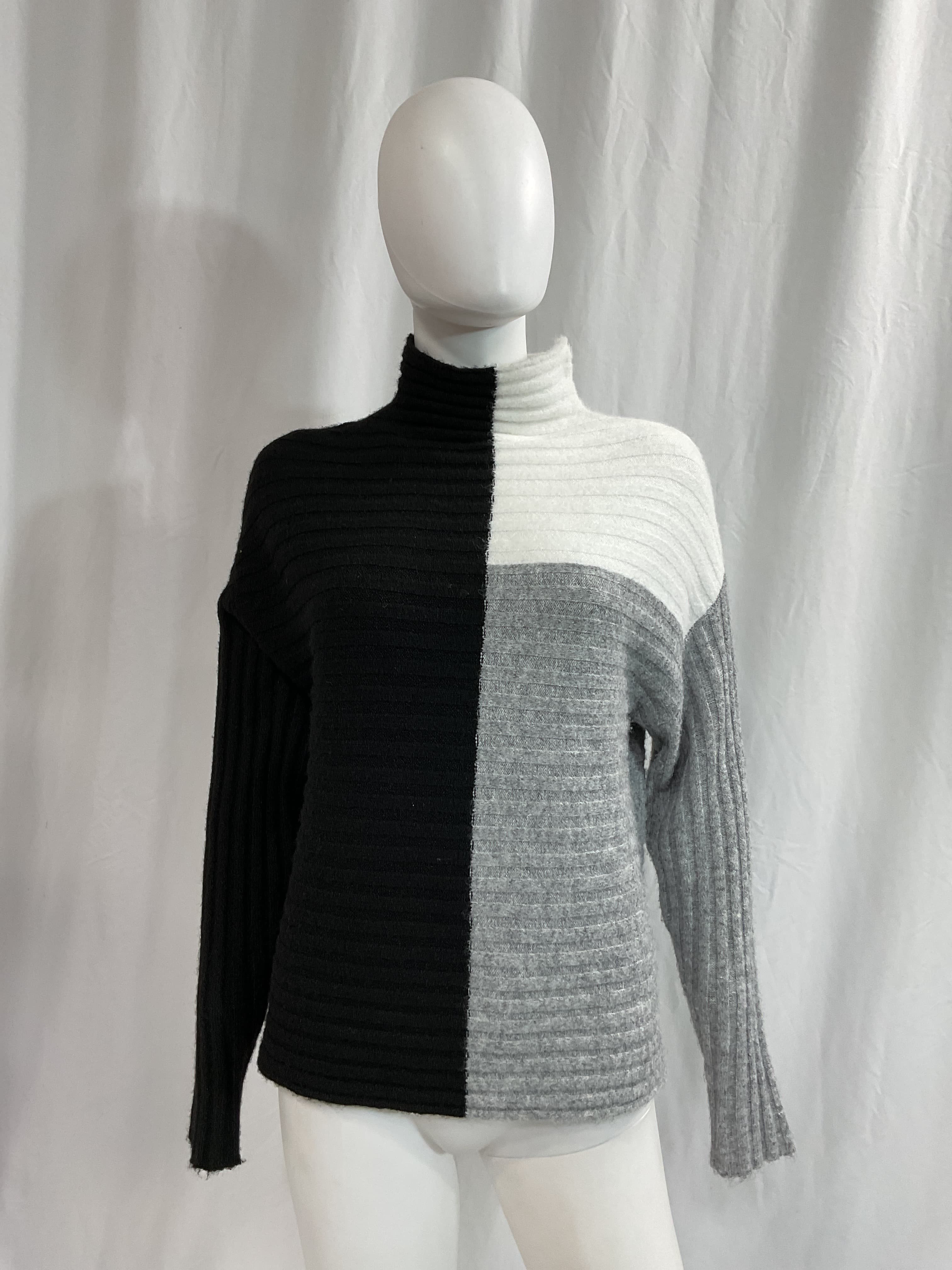 Maura Color Block Turtleneck Sweater In Black Multi - Image 2