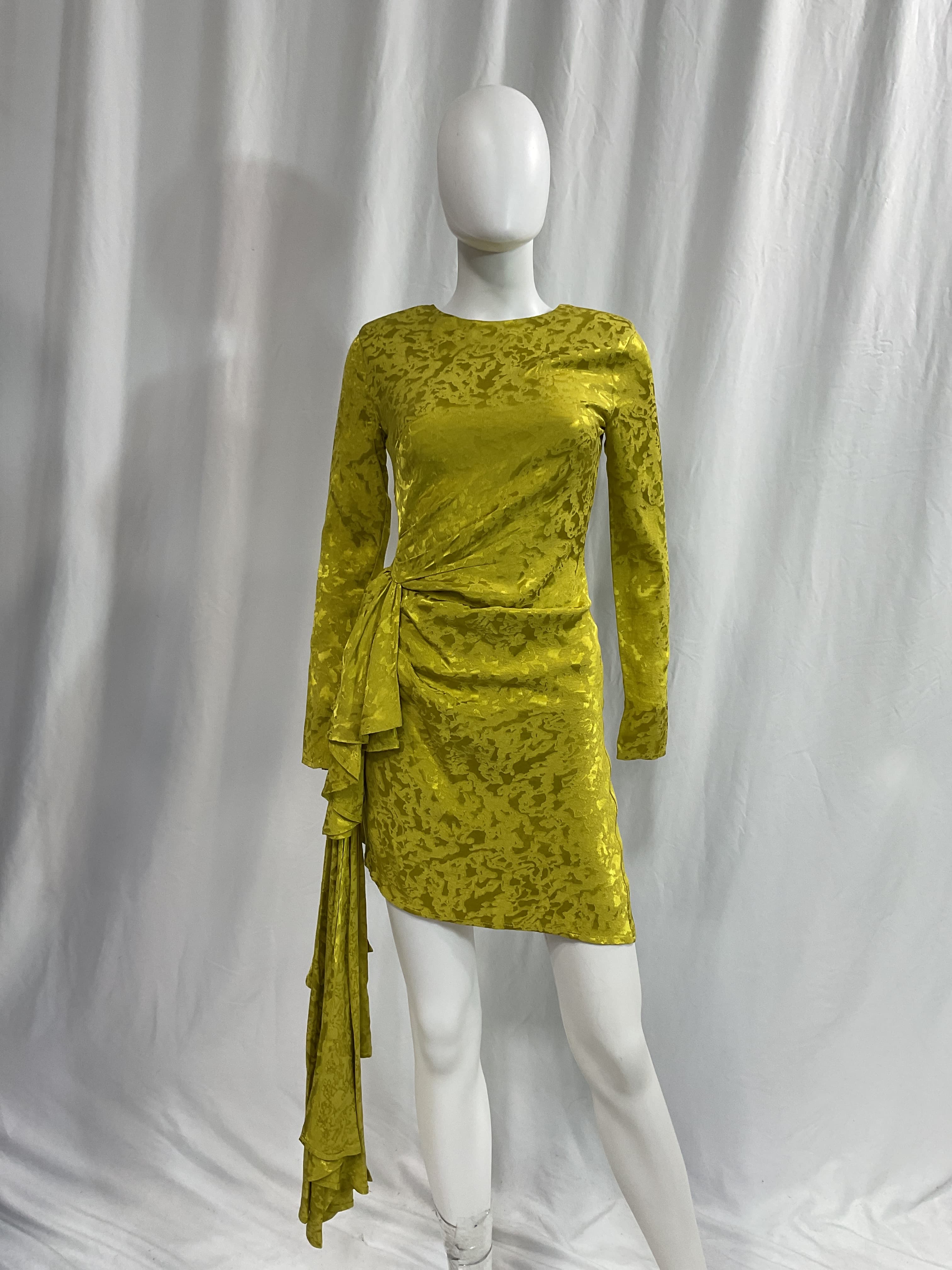Matilda Mini Dress In Citron Green - Image 2