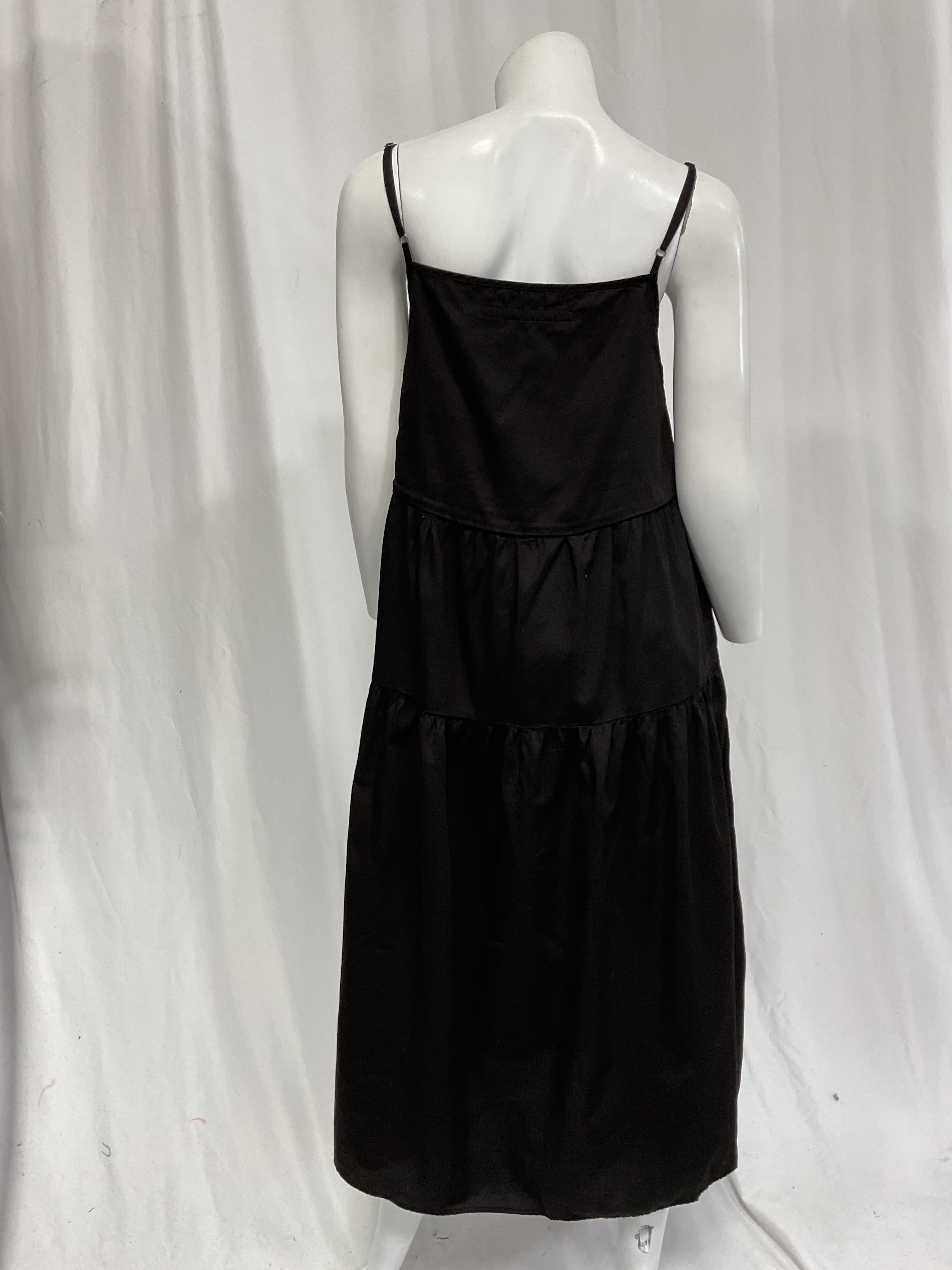 Cotton Tiered Dress In Black - Image 3