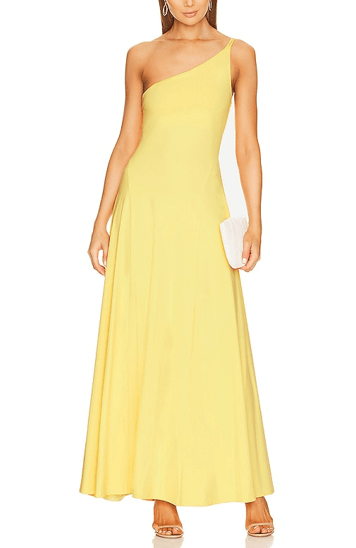 One Shoulder Dress In Lemon Zest - Image 1