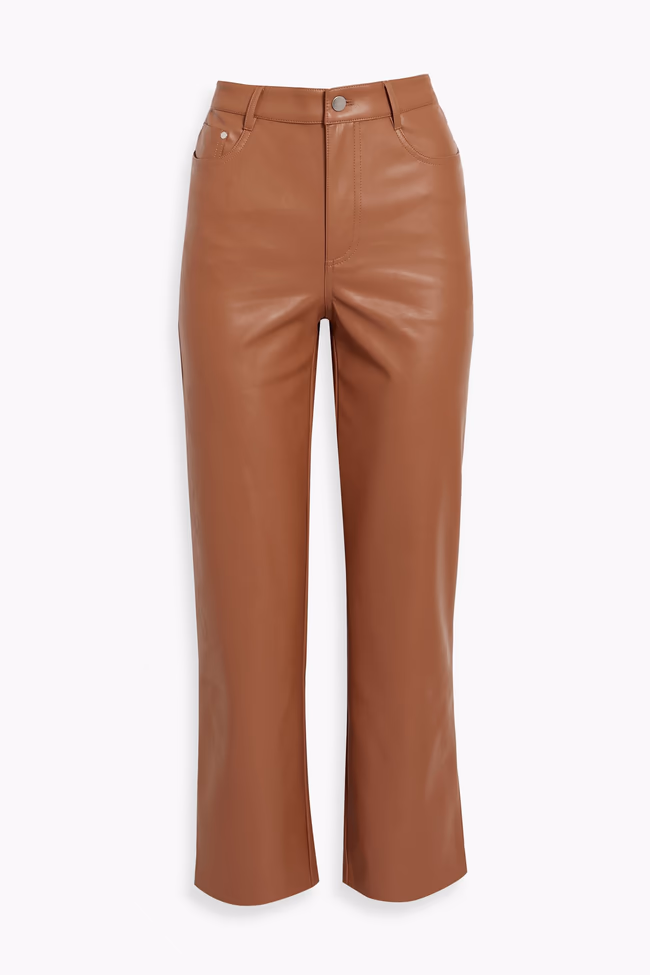 Hanie Cropped Faux Leather Straight-Leg Pants - Image 1