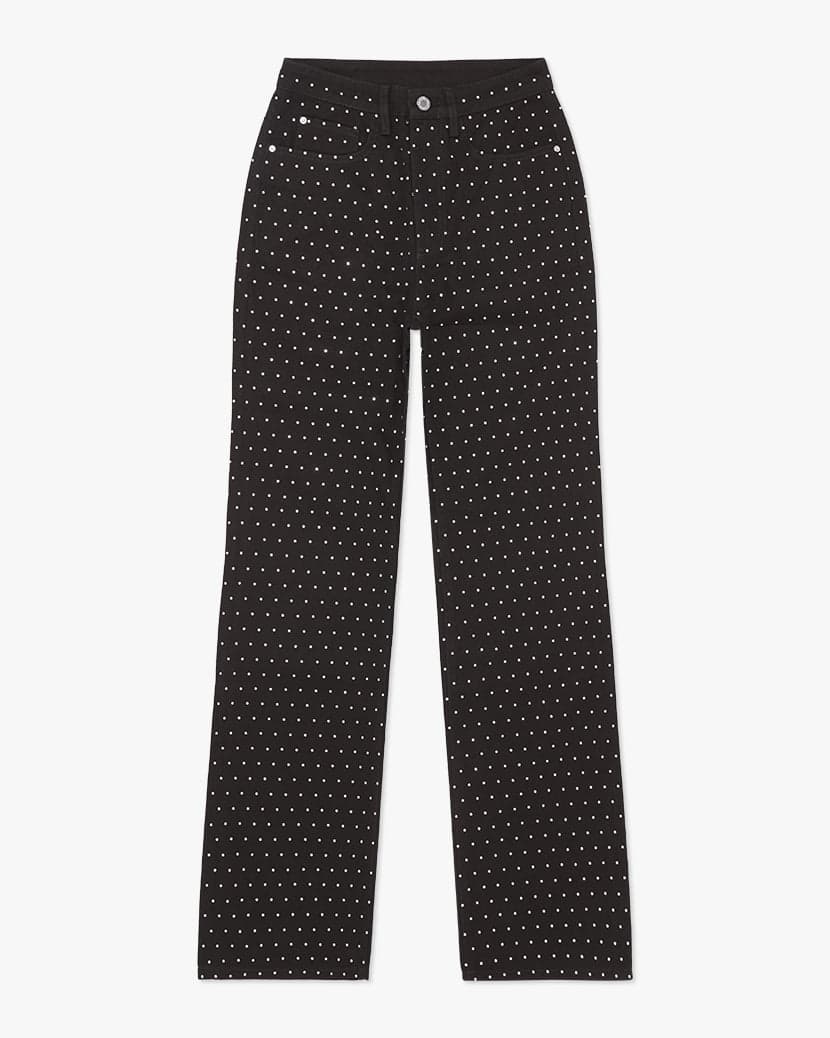 Rhinestone Twill Denim Straight Leg Jean - Image 1