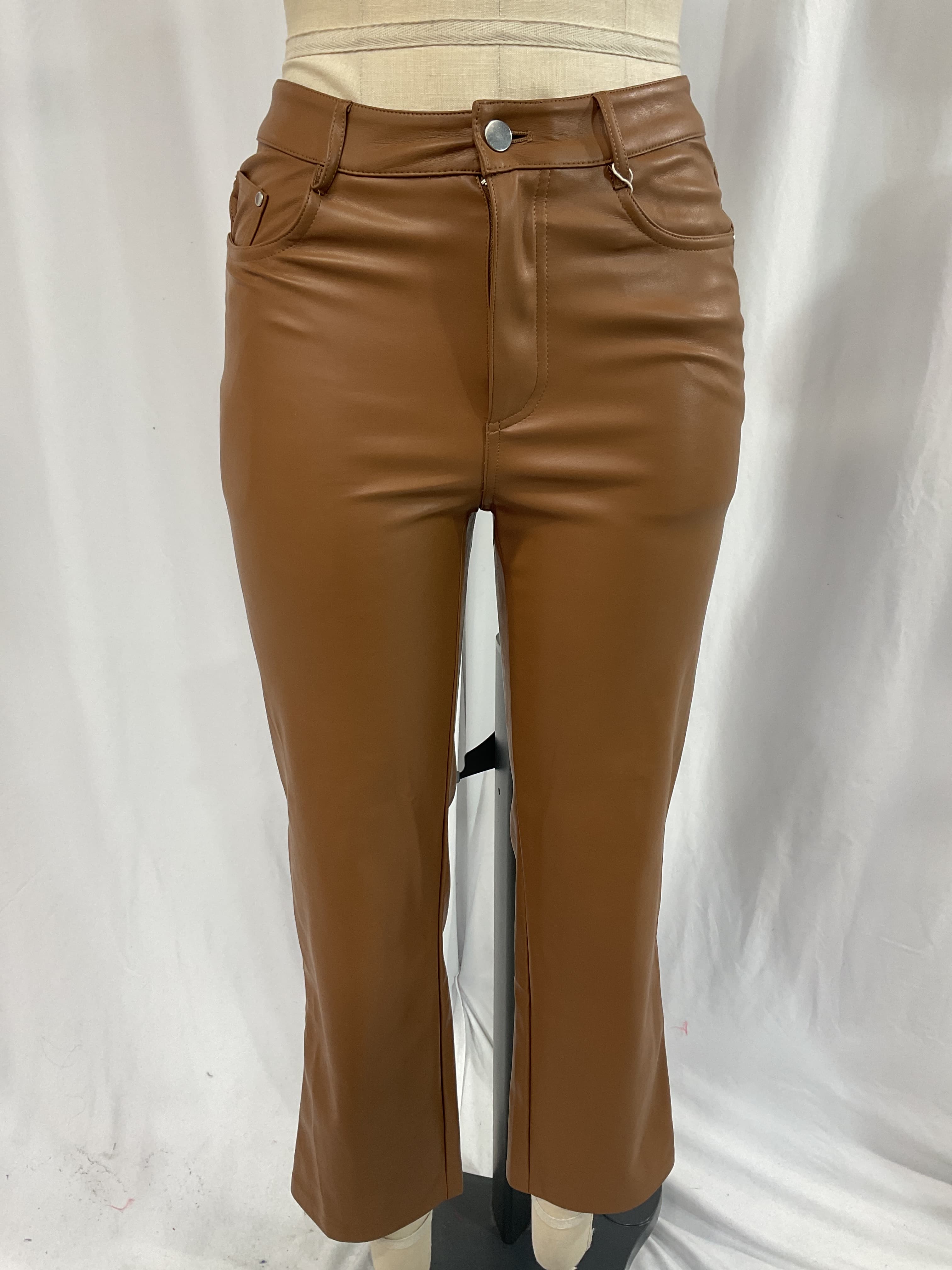 Hanie Cropped Faux Leather Straight-Leg Pants - Image 2