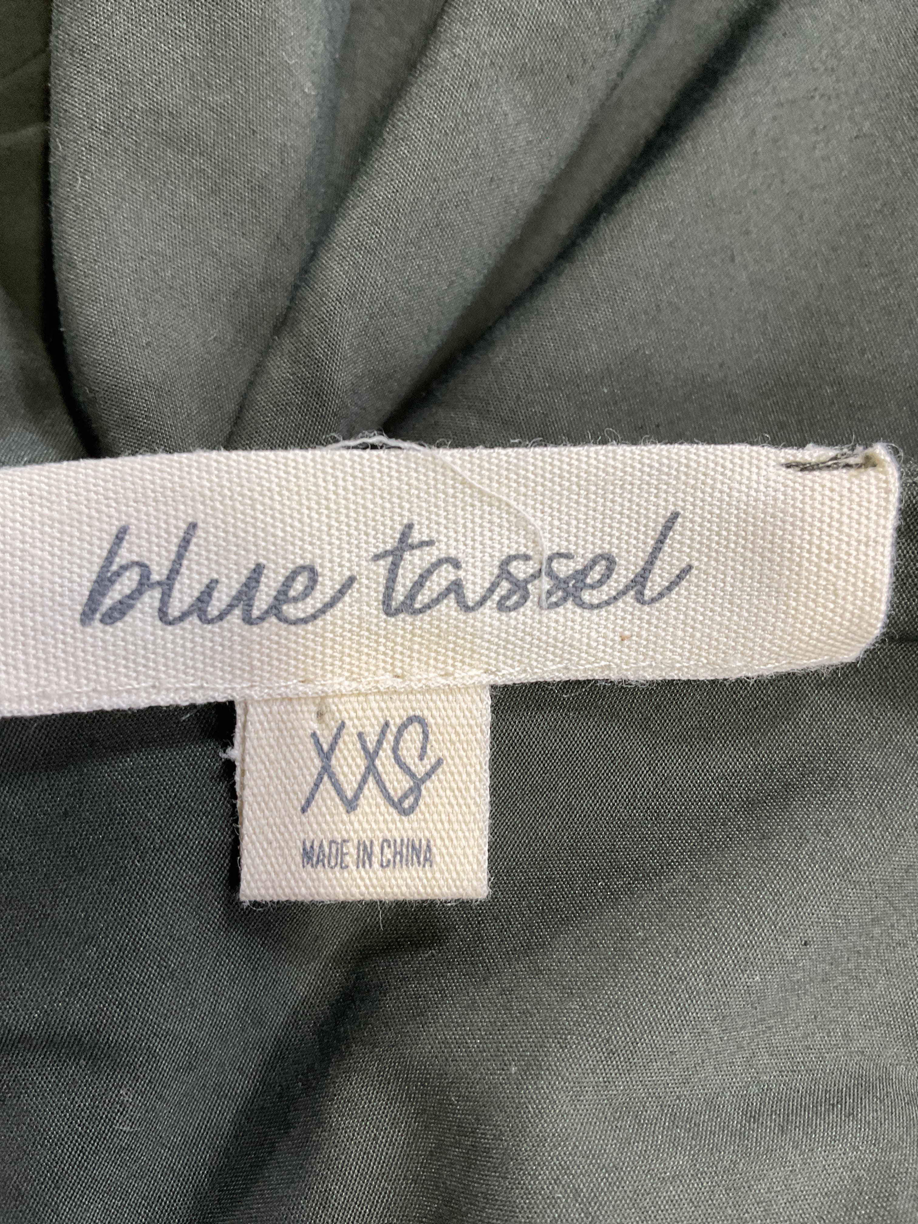Blue Tassel V-Neck Bow-Back Midi Dress - Image 4