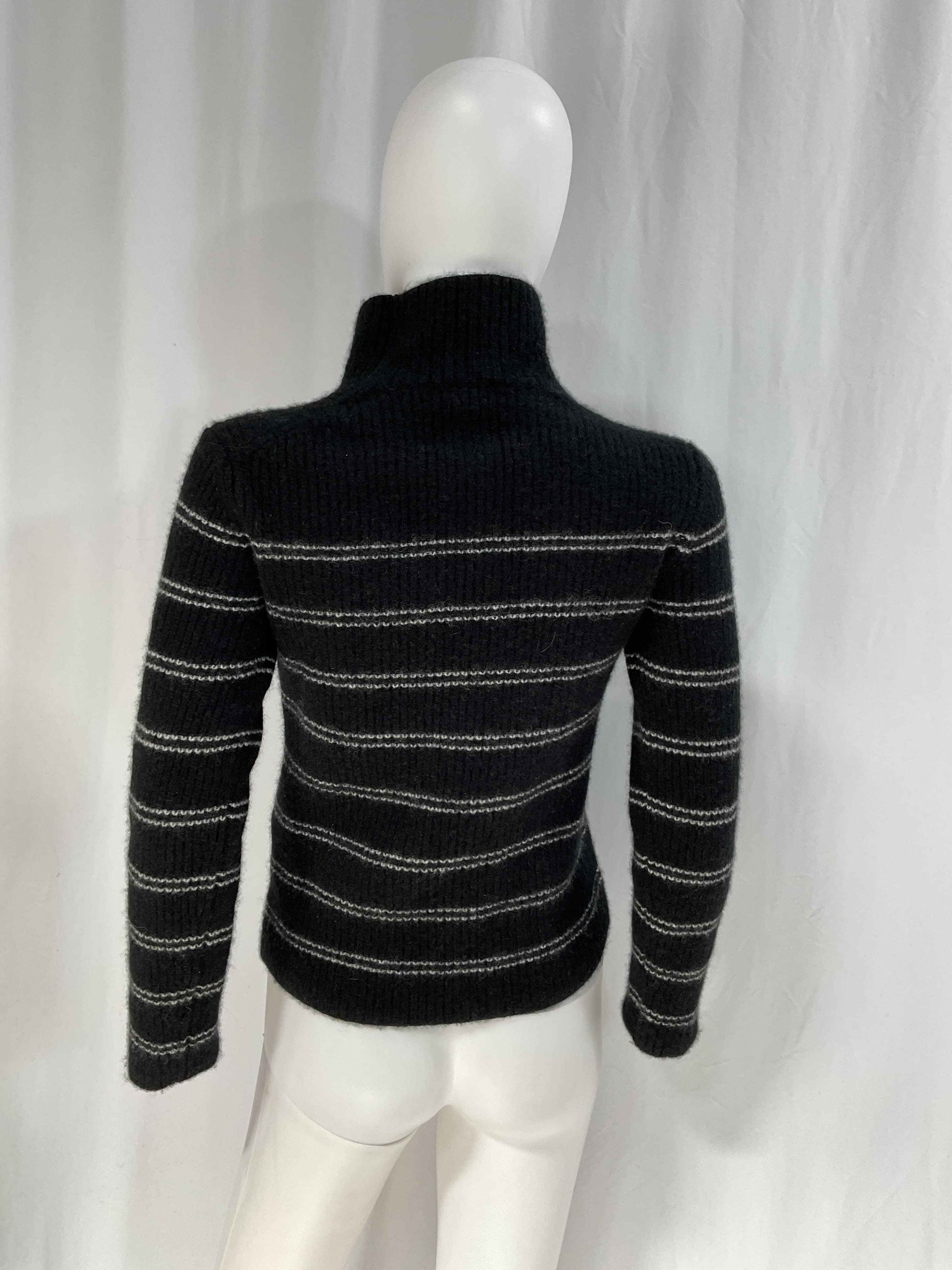 Stripe Shaker Stitch Wool Blend Mock Neck Sweater - Image 2