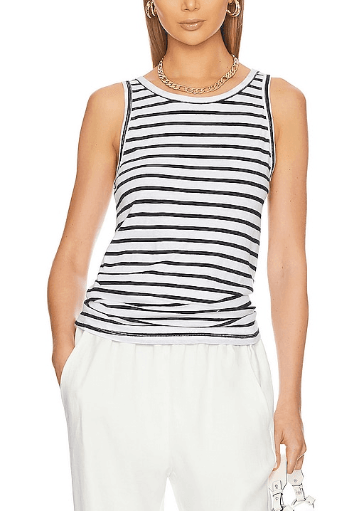 Easy Tank In White & Black Stripe - Image 1