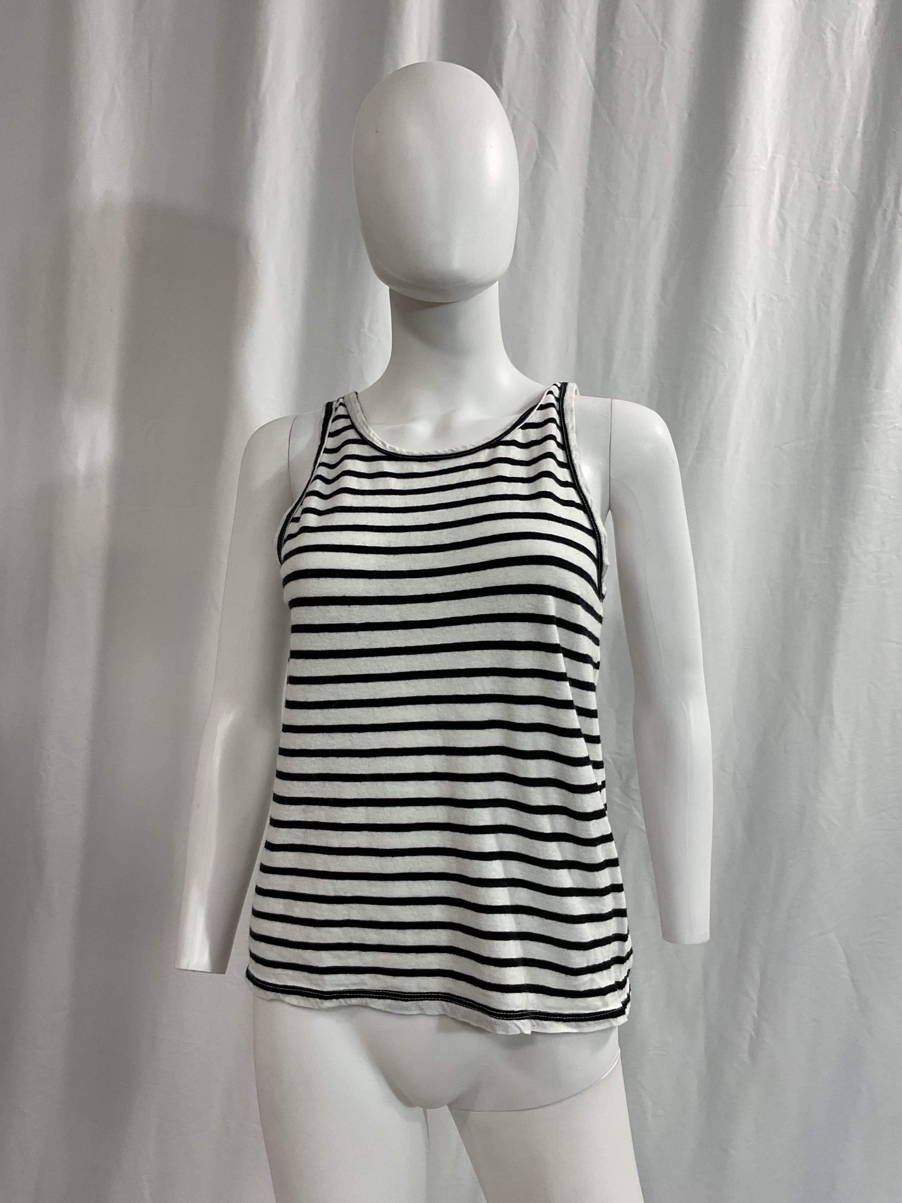 Easy Tank In White & Black Stripe - Image 3