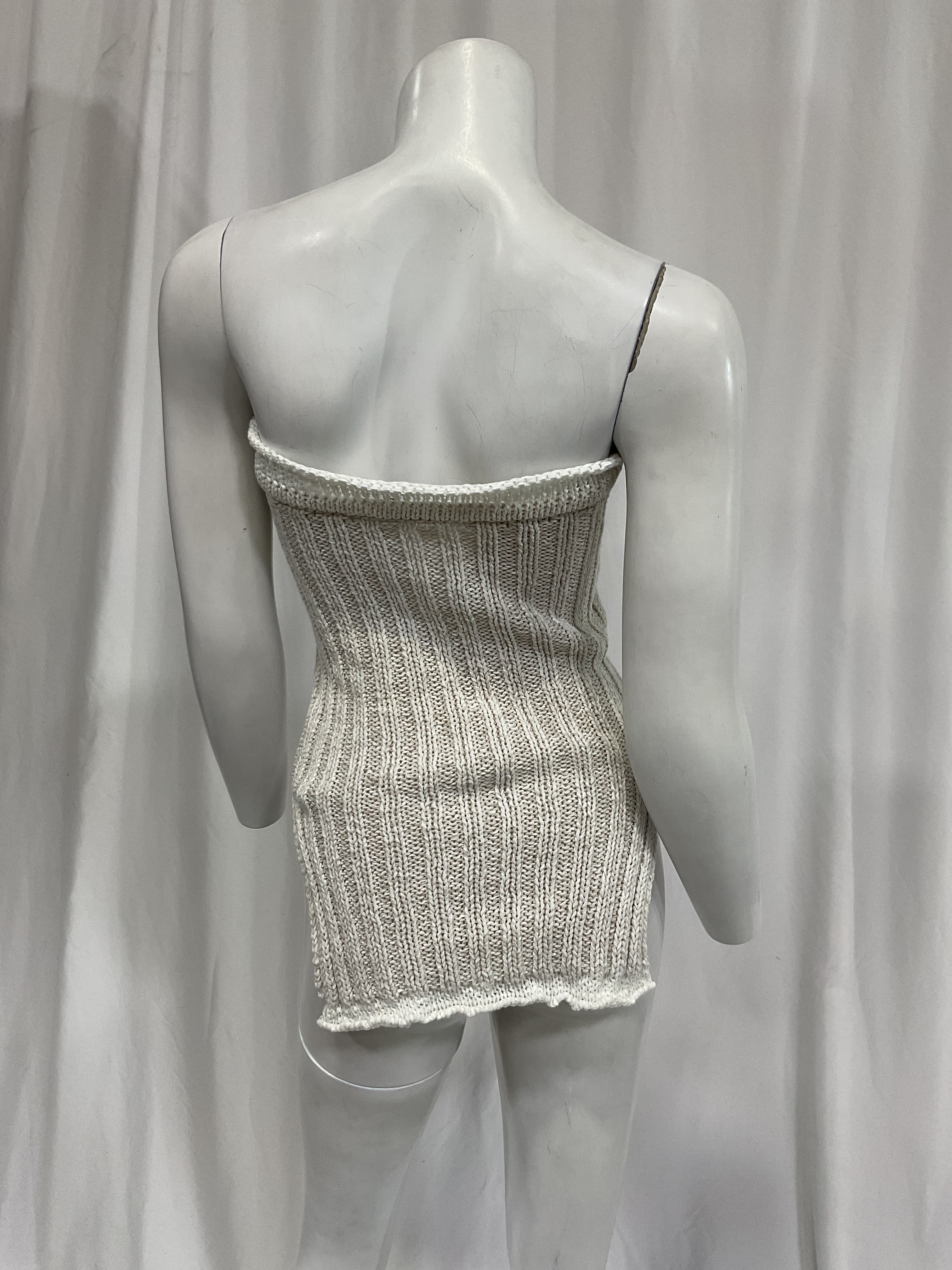 White & Beige Cotton Tank Top - Image 2
