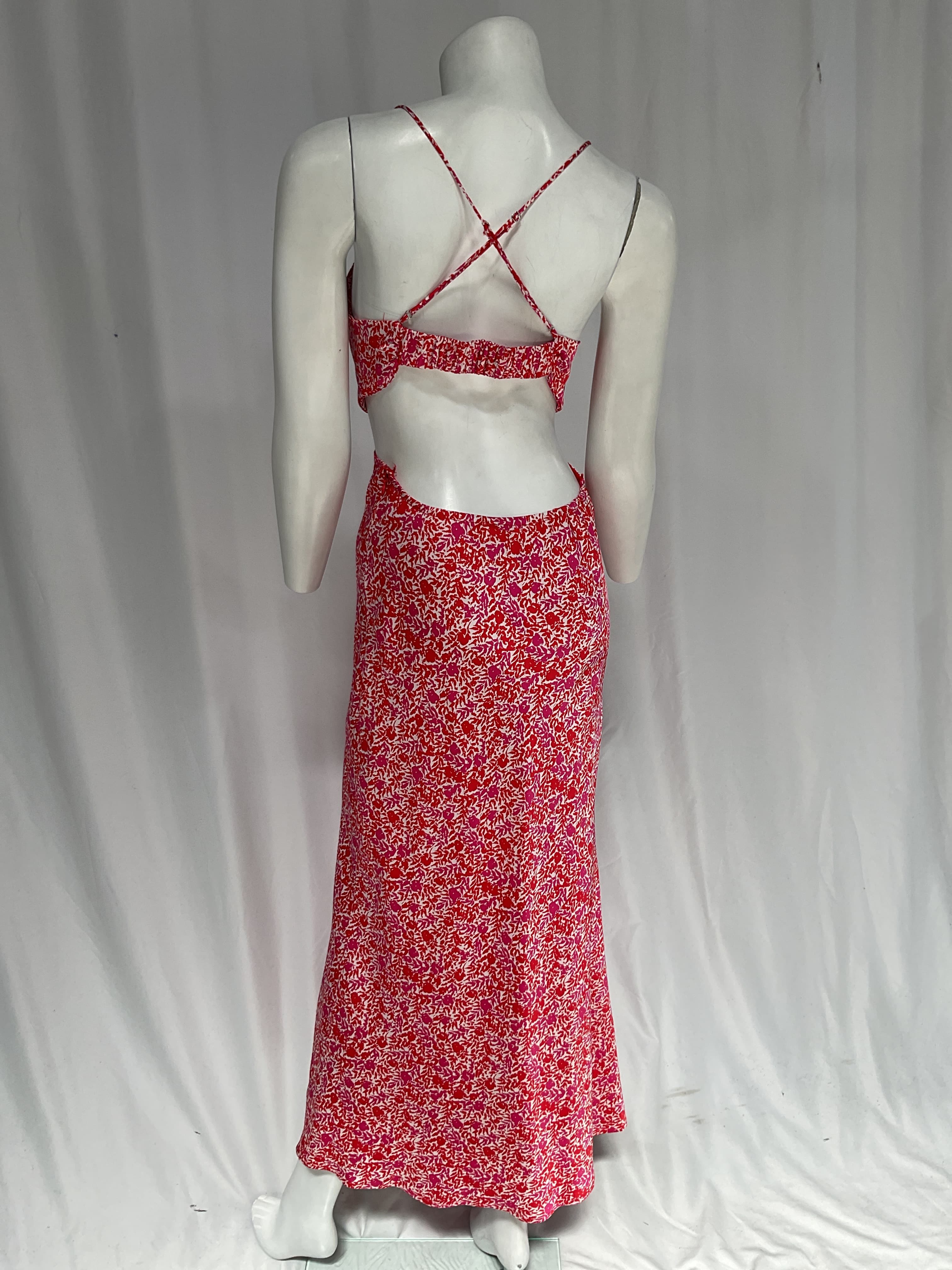Colette Floral Satin Cutout Midi Dress - Image 2