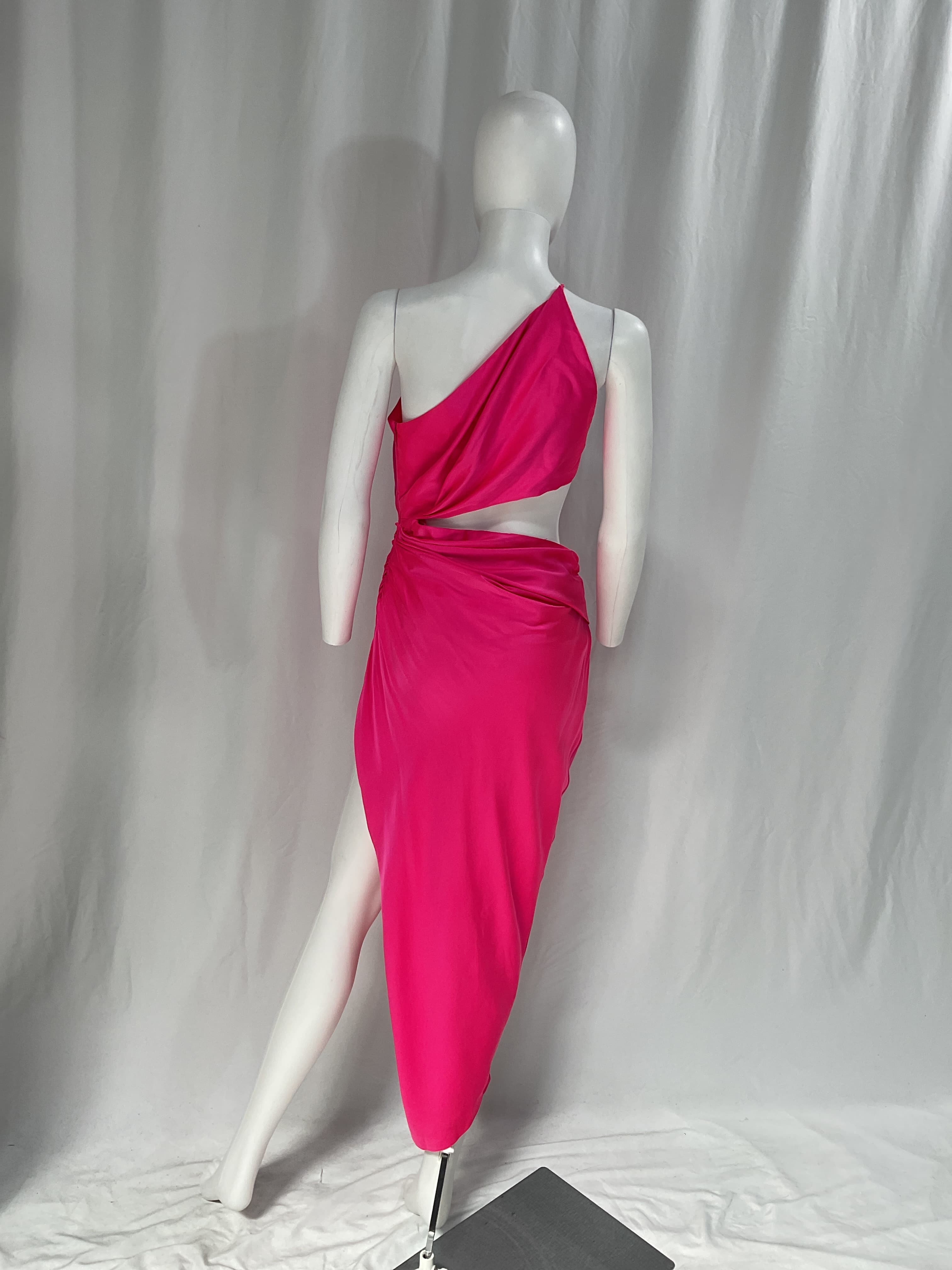 The Sei For Fwrd One Shoulder Cut Out Dress In Hot Pink - Image 2