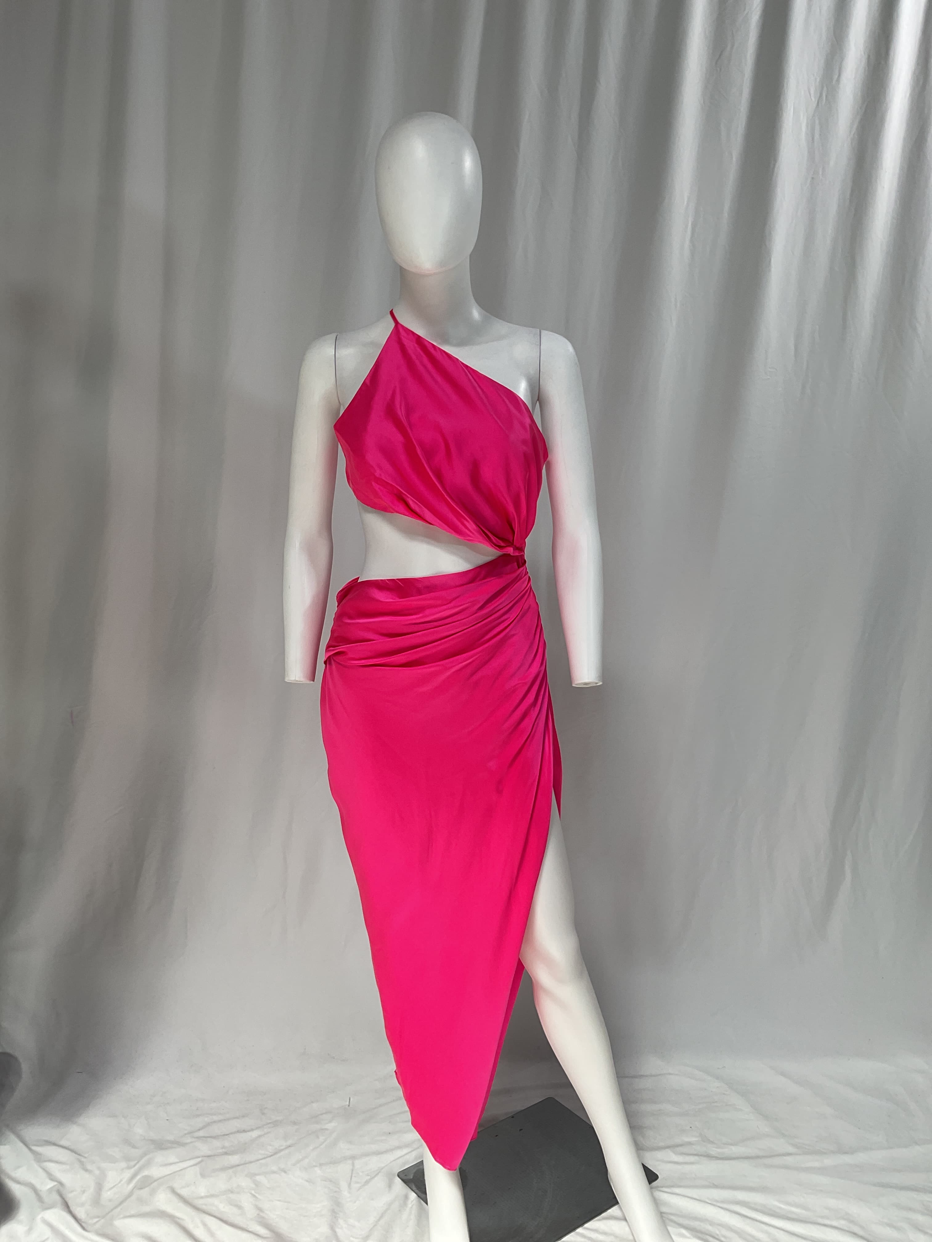 The Sei For Fwrd One Shoulder Cut Out Dress In Hot Pink - Image 3