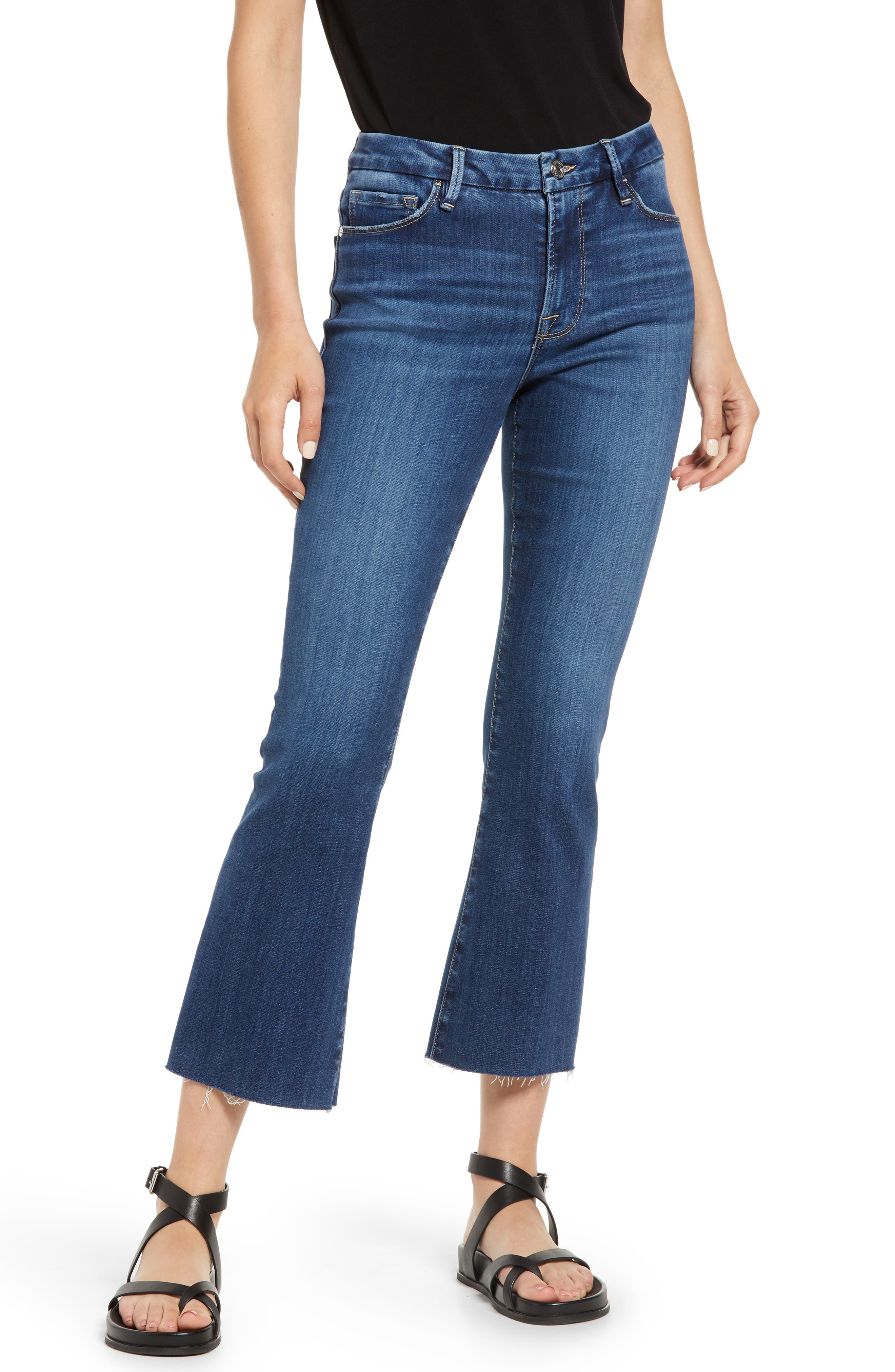Le Crop Mini Bootcut Raw Hem Jeans - Image 1