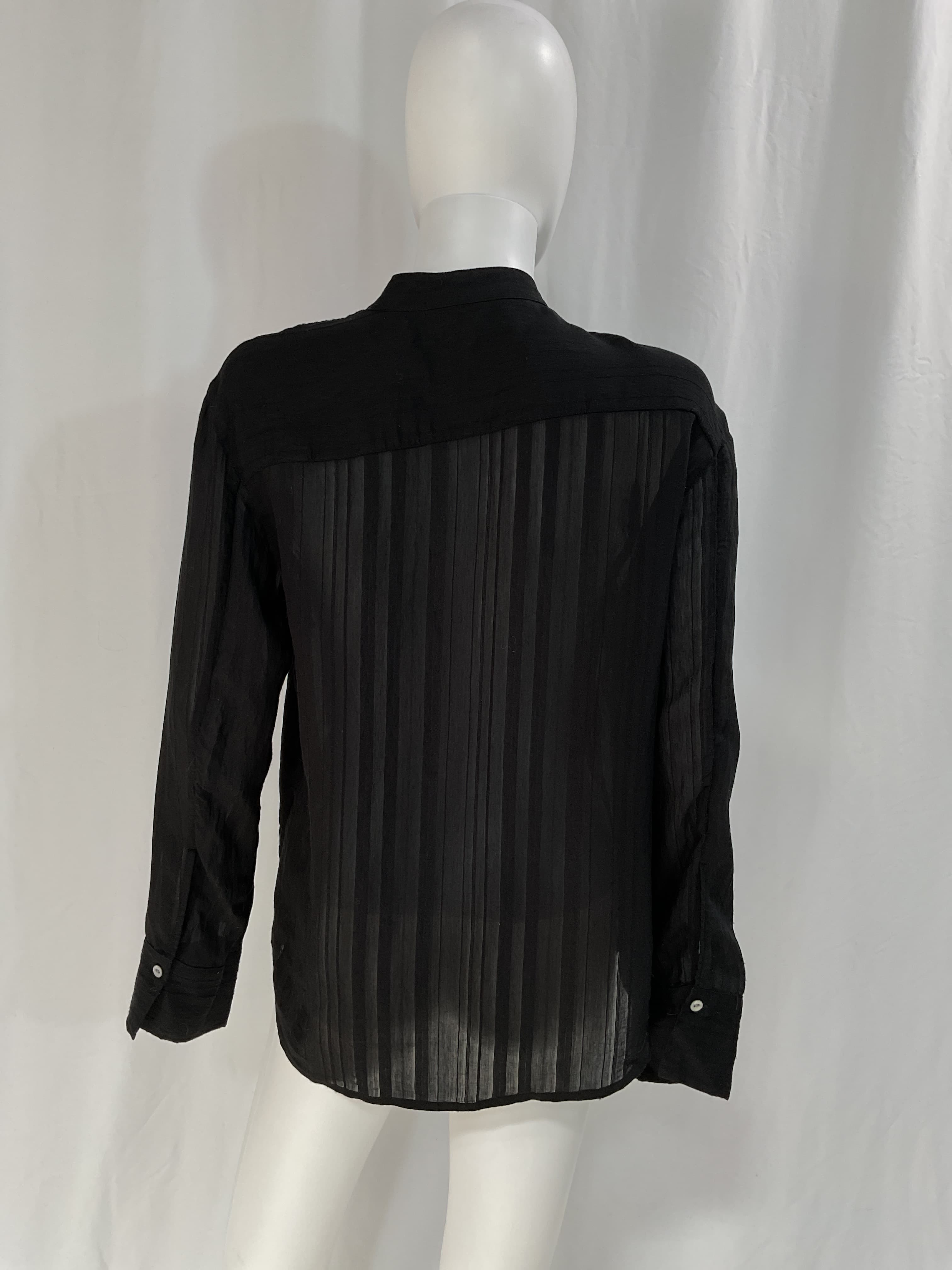 Drapey Stripe Band Collar Button-Up Shirt - Image 2