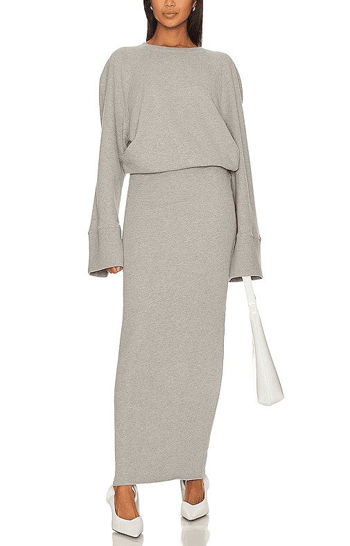 The Femme Sweatshirt Dress In Heather Grey - Image 1