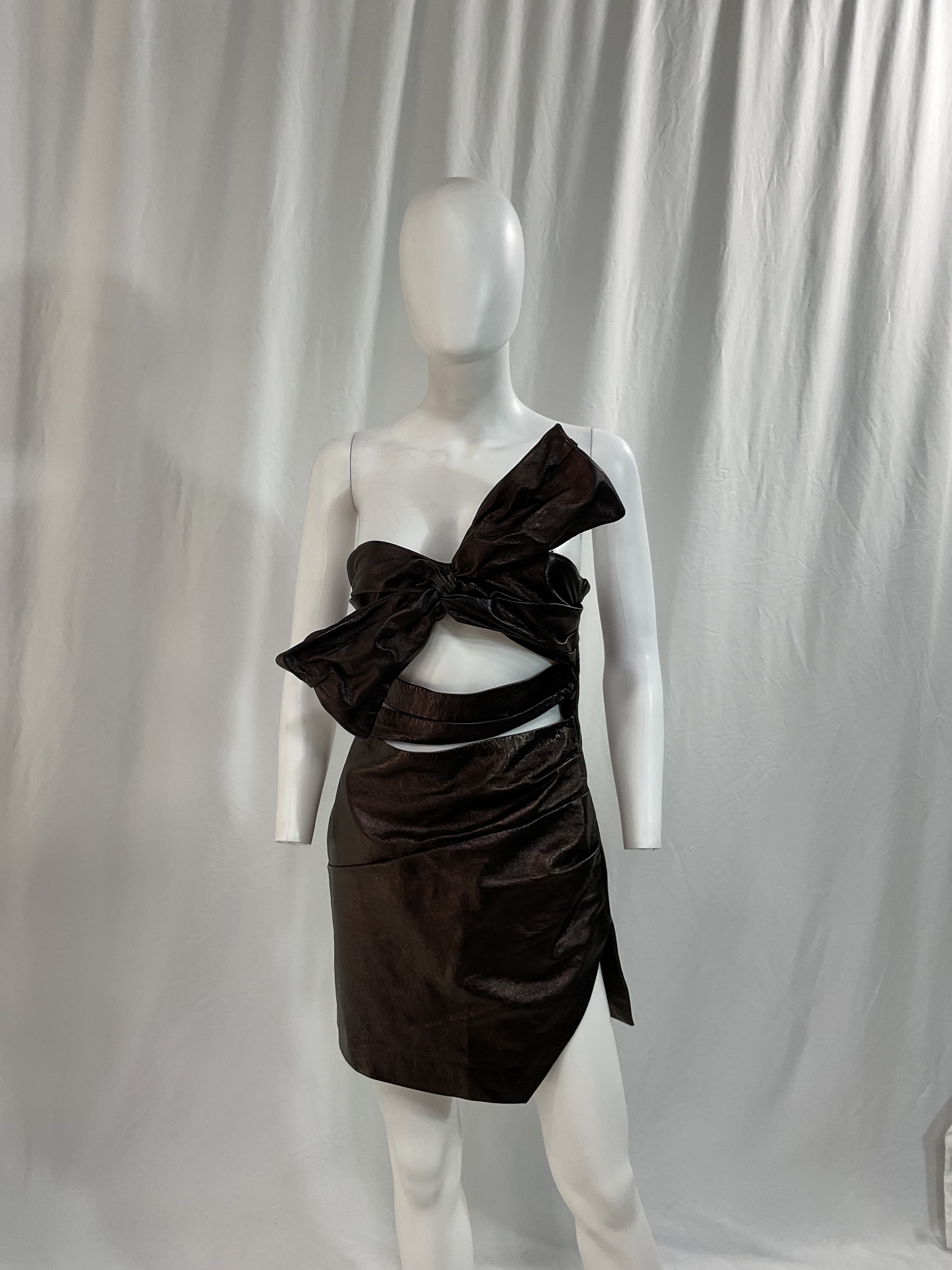 Karla Mini Dress In Brown Metallic - Image 2