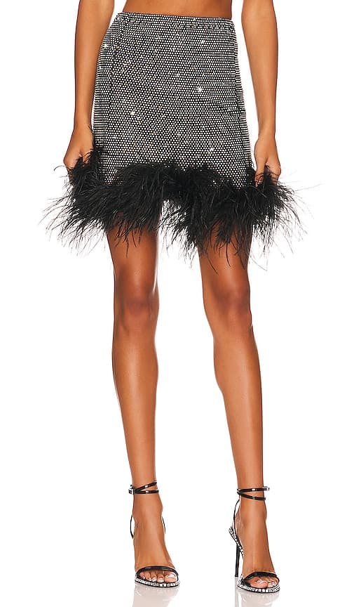 Feathers Mini Skirt In Black - Image 1