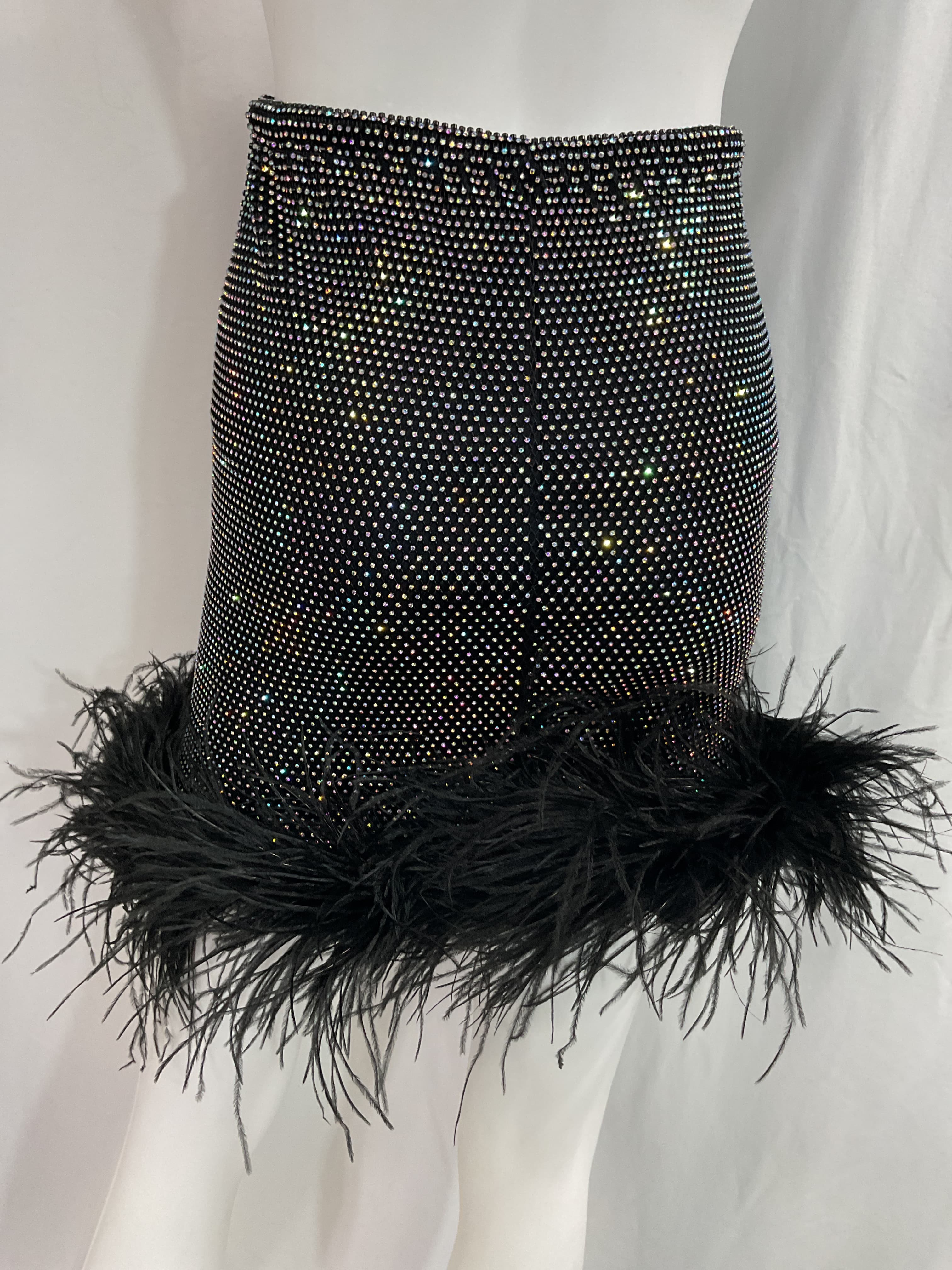 Feathers Mini Skirt In Black - Image 2