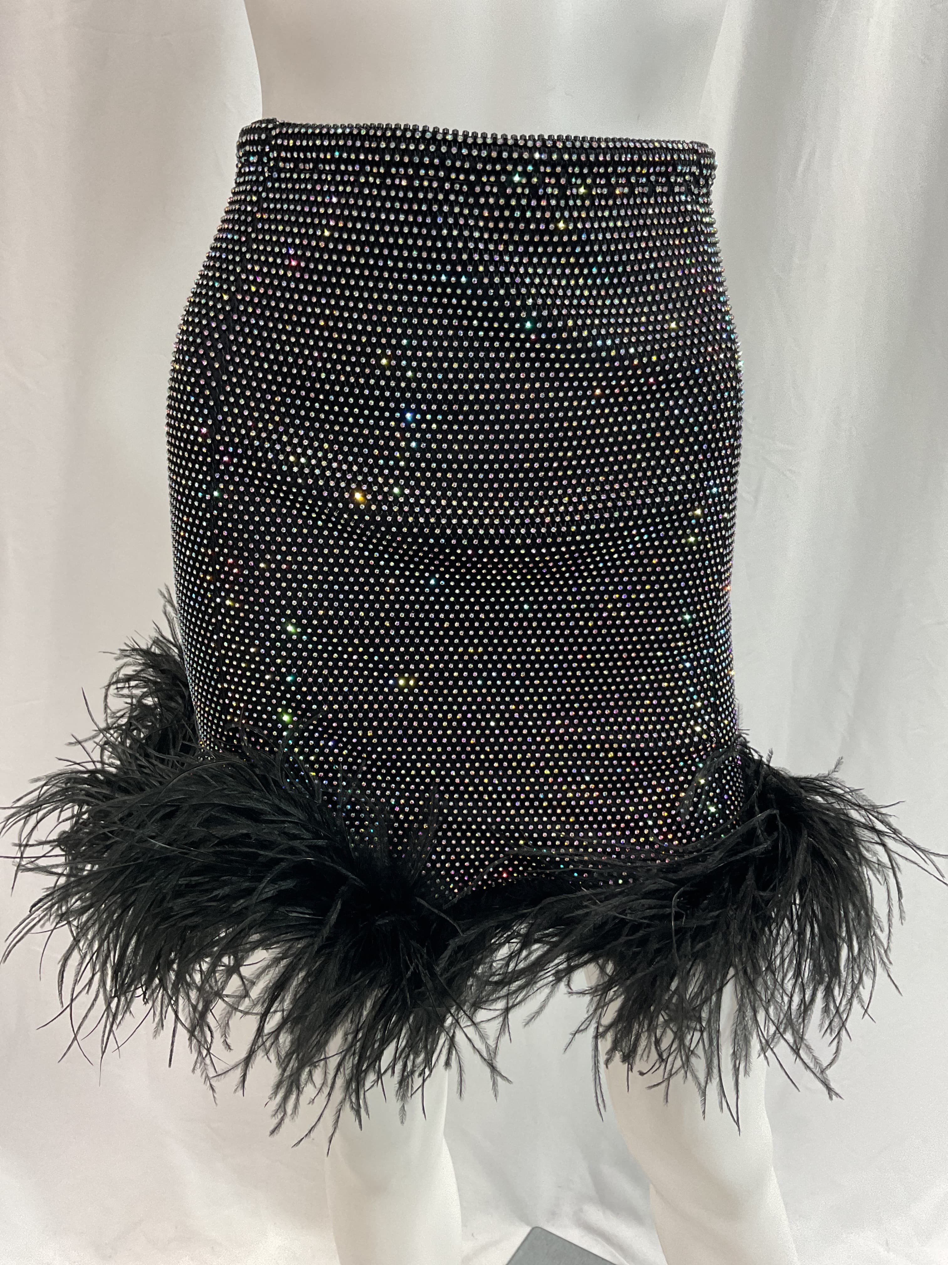 Feathers Mini Skirt In Black - Image 4