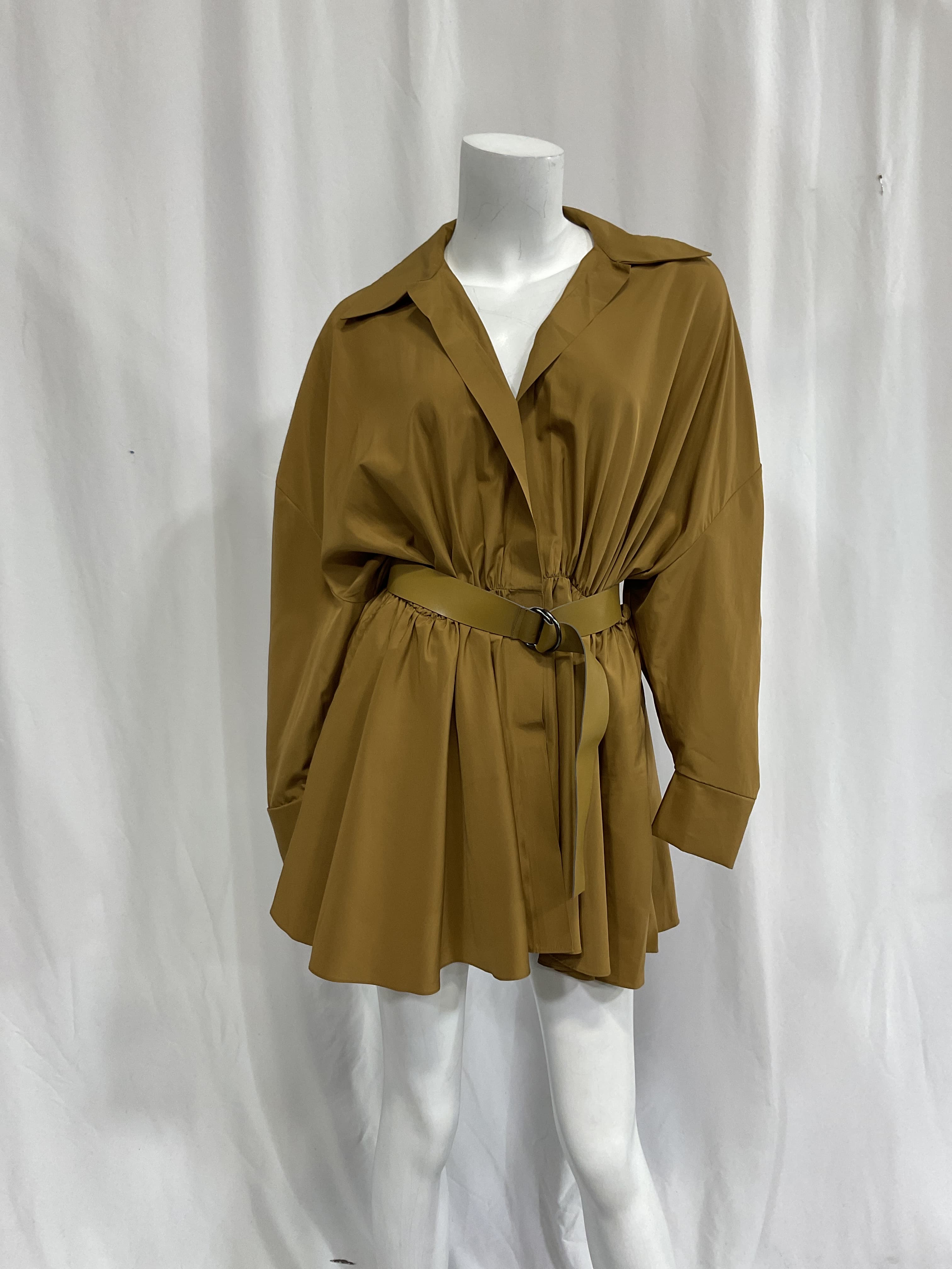 Oversized Shirt Flared Mini Dress In Woods - Image 3