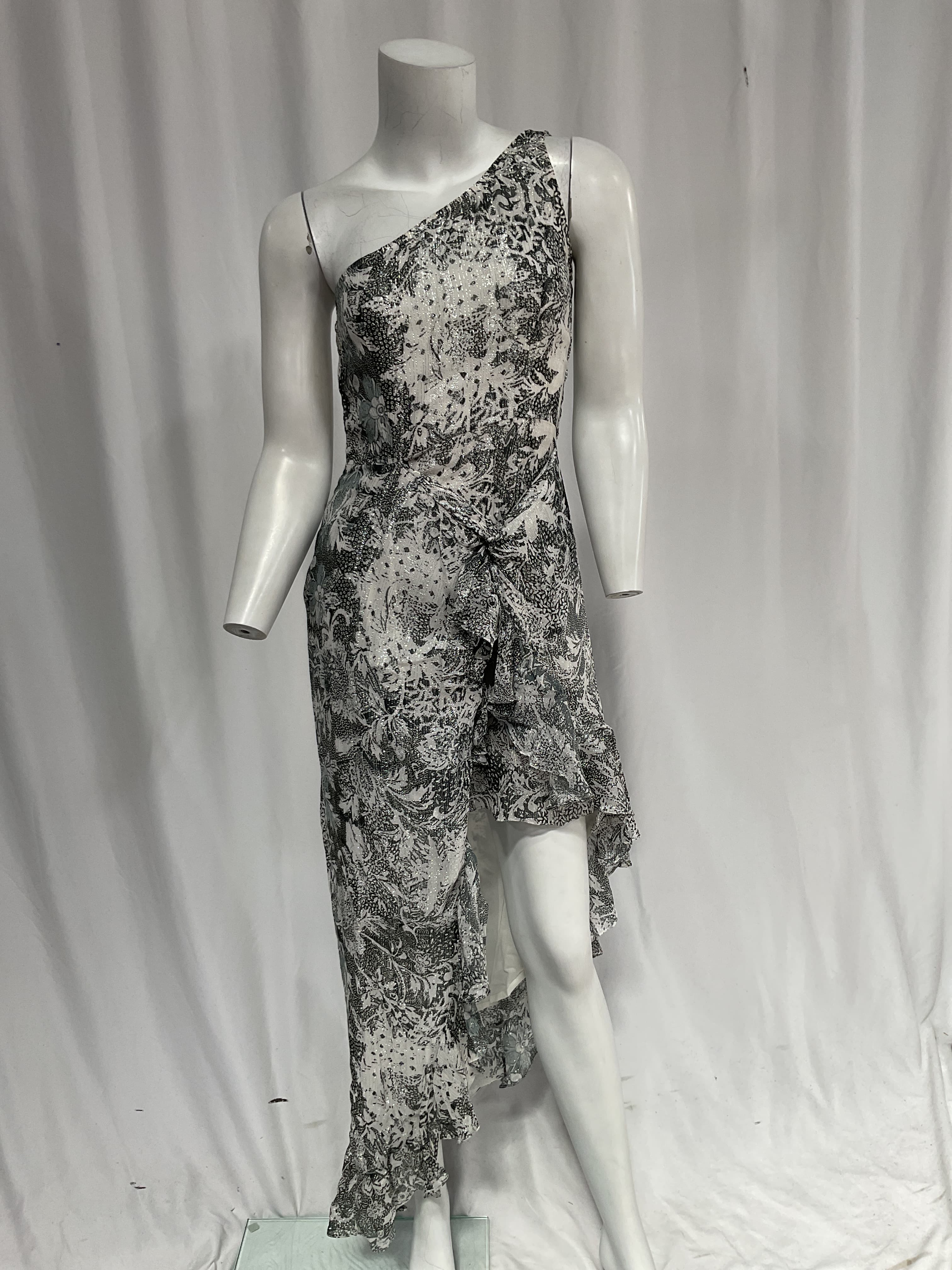 Paola One Shoulder Maxi Dress In Black & White - Image 3