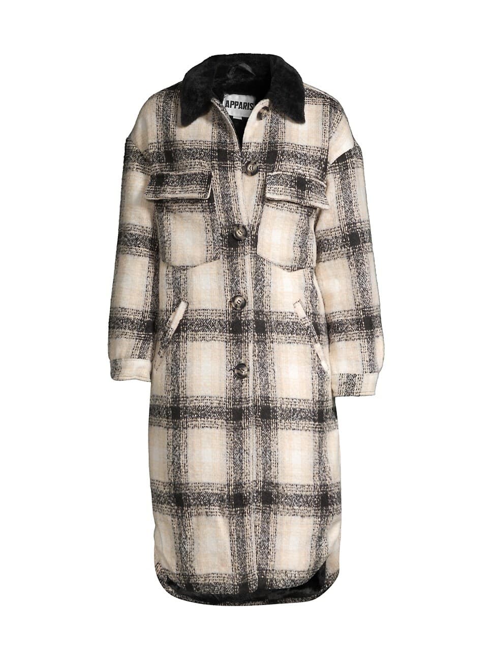 James Plaid Faux Fur Collar Coat - Image 1