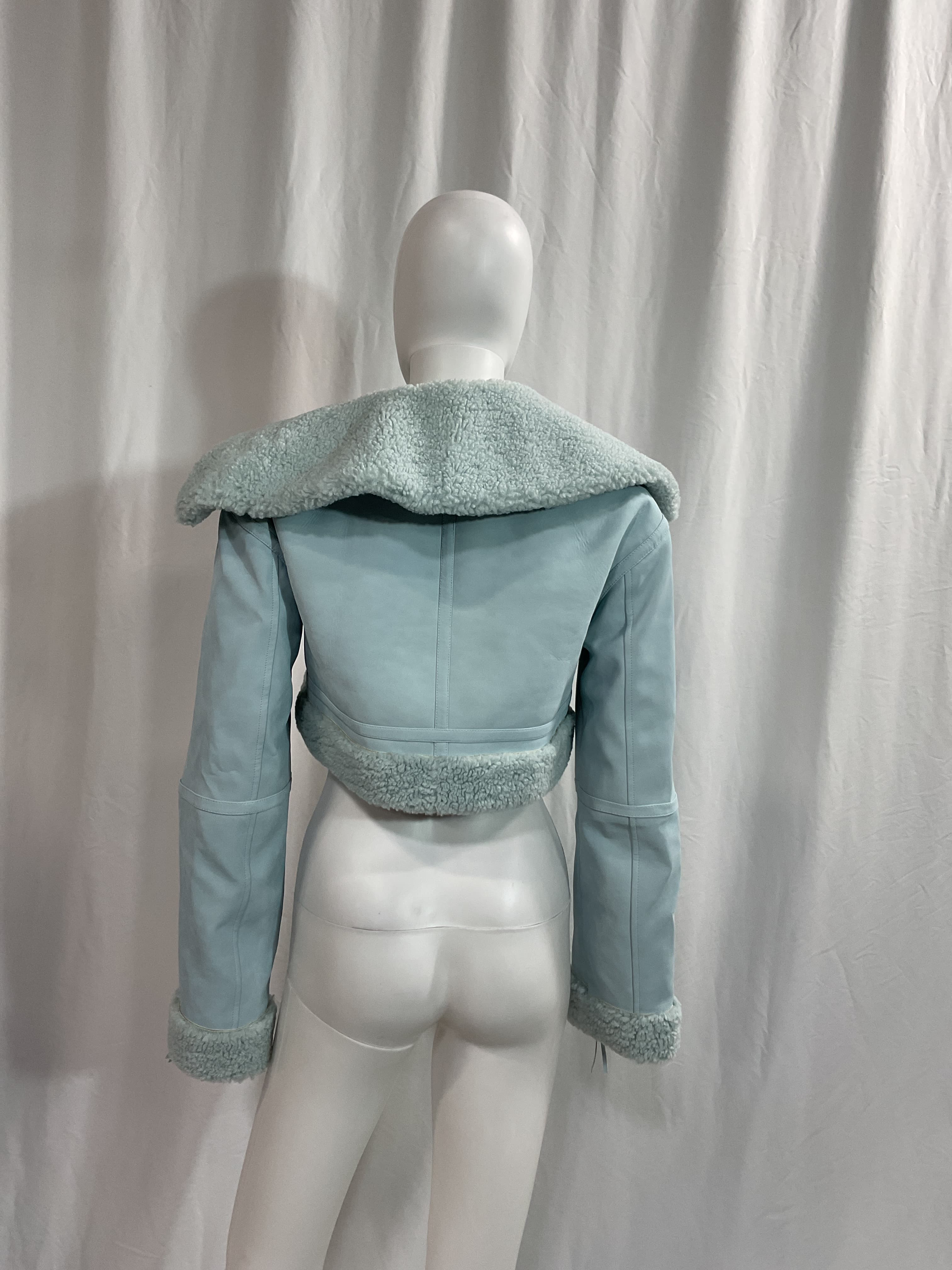 Carlota Crop Jacket In Baby Blue - Image 2