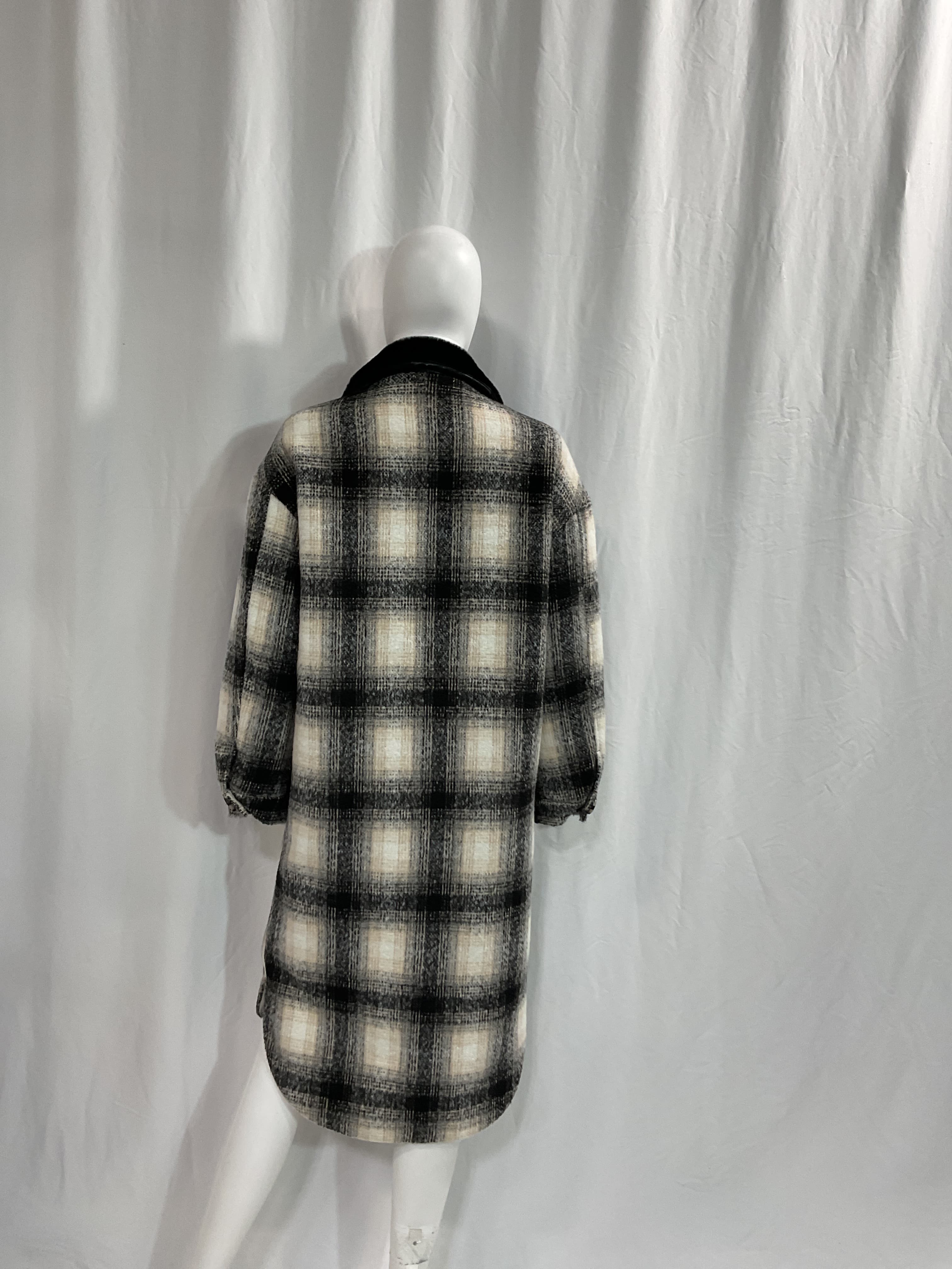 James Plaid Faux Fur Collar Coat - Image 2