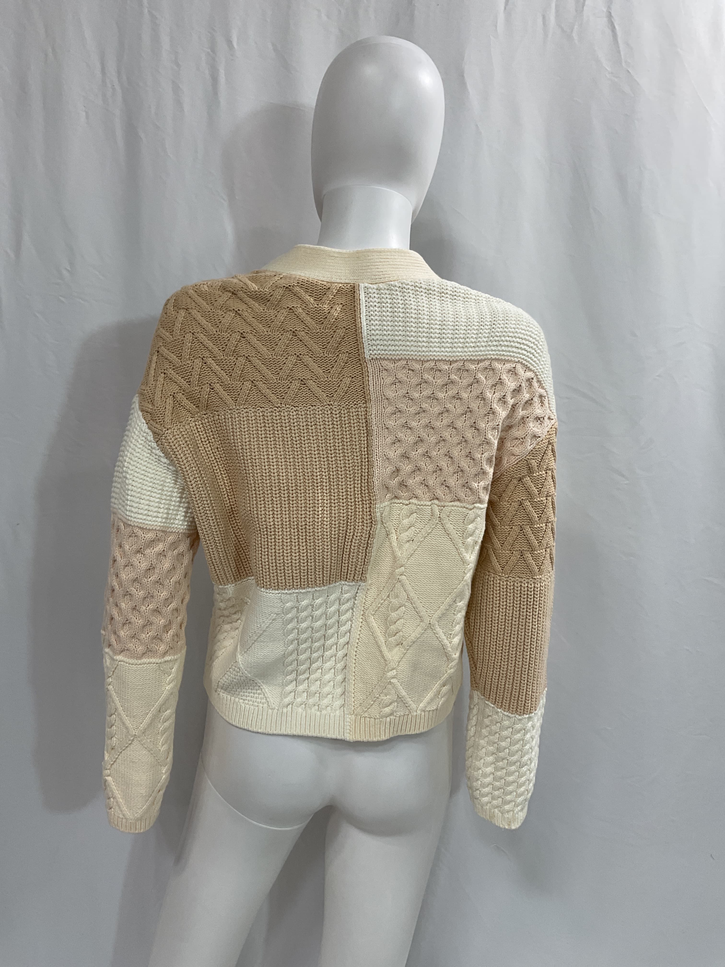 Reese Patchwork Cable Knit Cardigan - Image 3