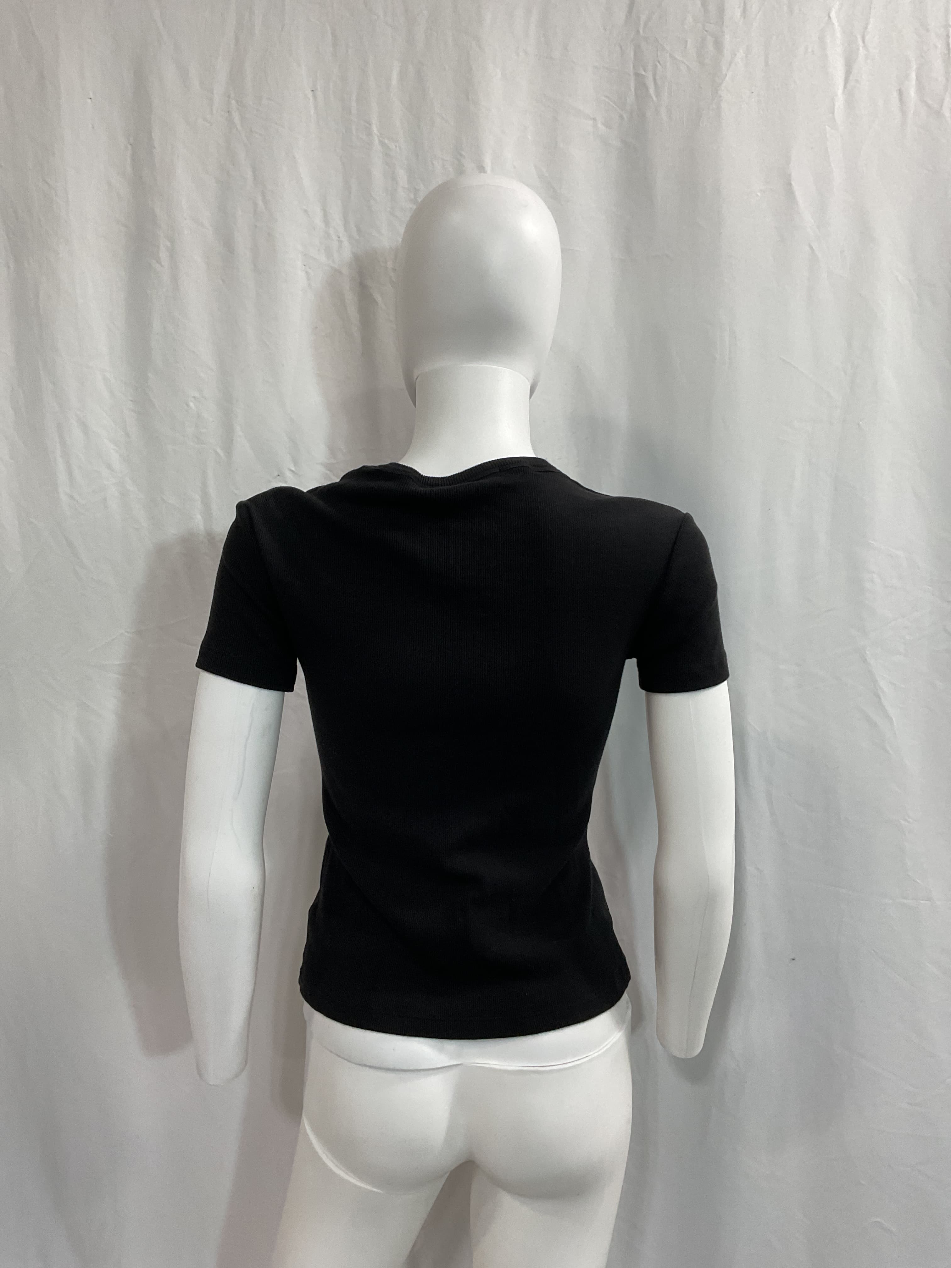 Basic Ribbed Tee In Black & White - Image 2
