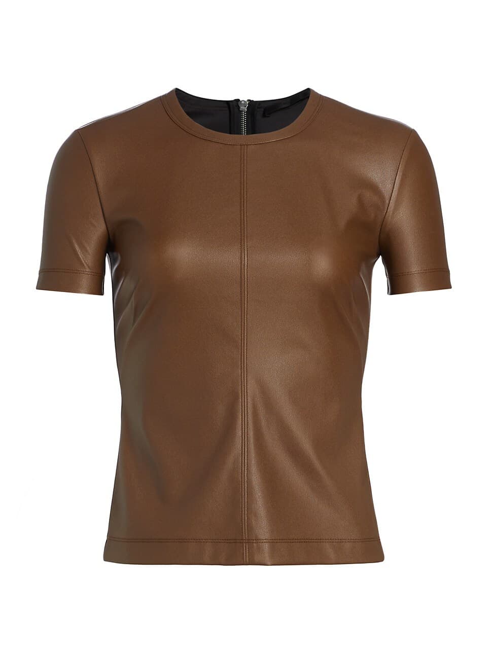 Faux-Leather Fitted T-Shirt - Image 1