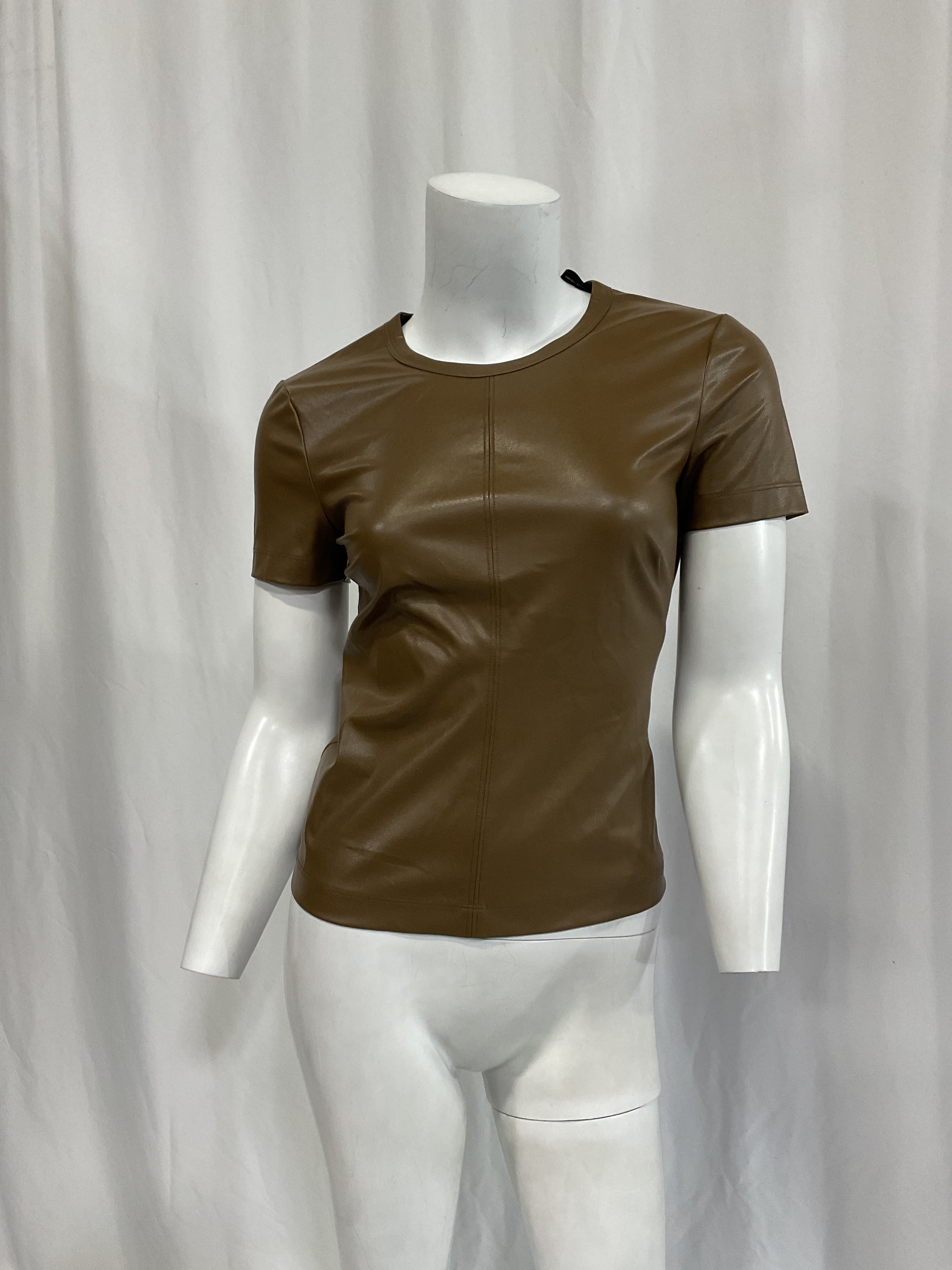 Faux-Leather Fitted T-Shirt - Image 2