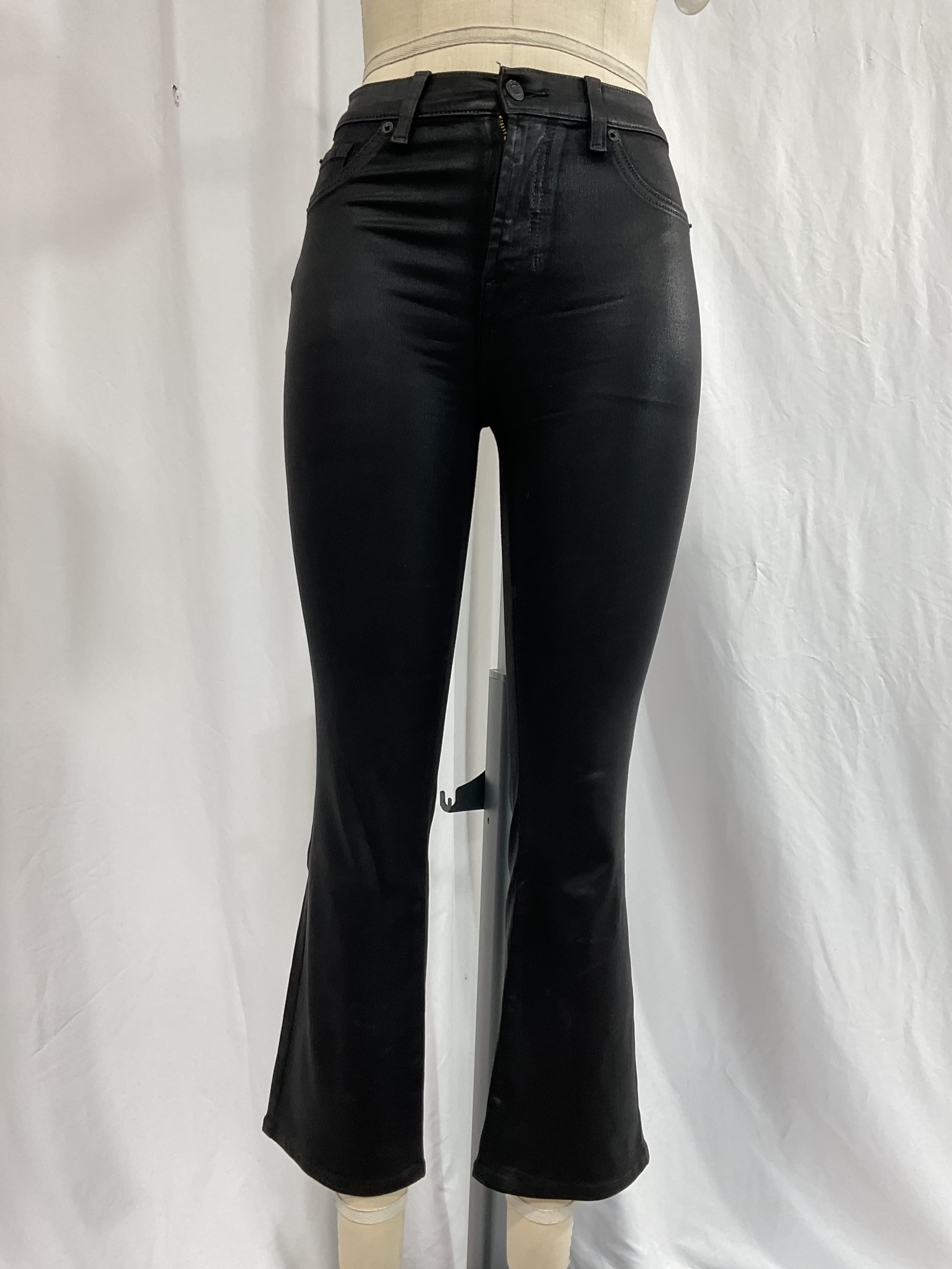 Coated High Waist Slim Kick With Faux Pockets - Image 2