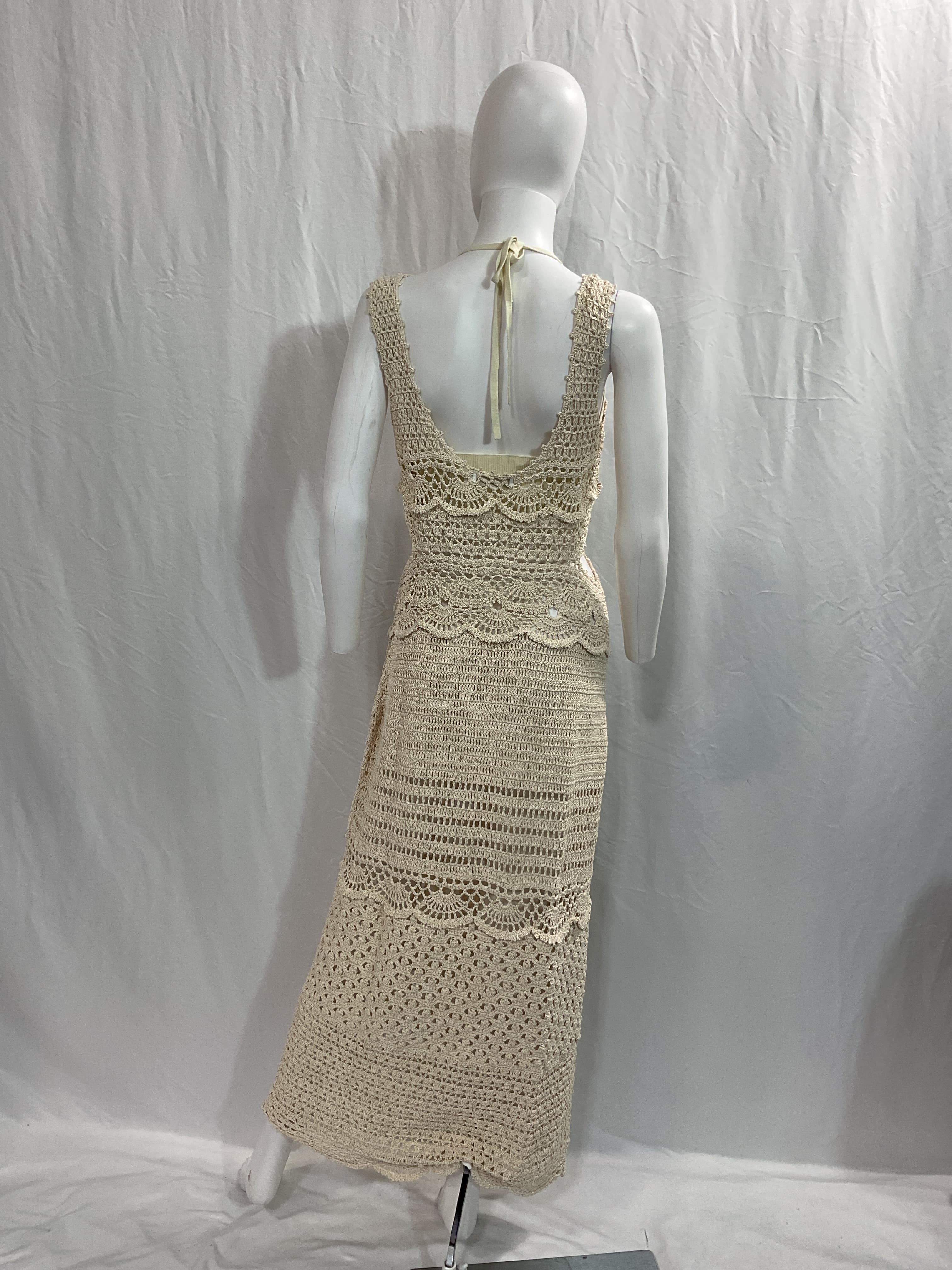 Cory Hand Crochet Multi Stitch Cut Out Maxi Dress In Ivory - Image 2