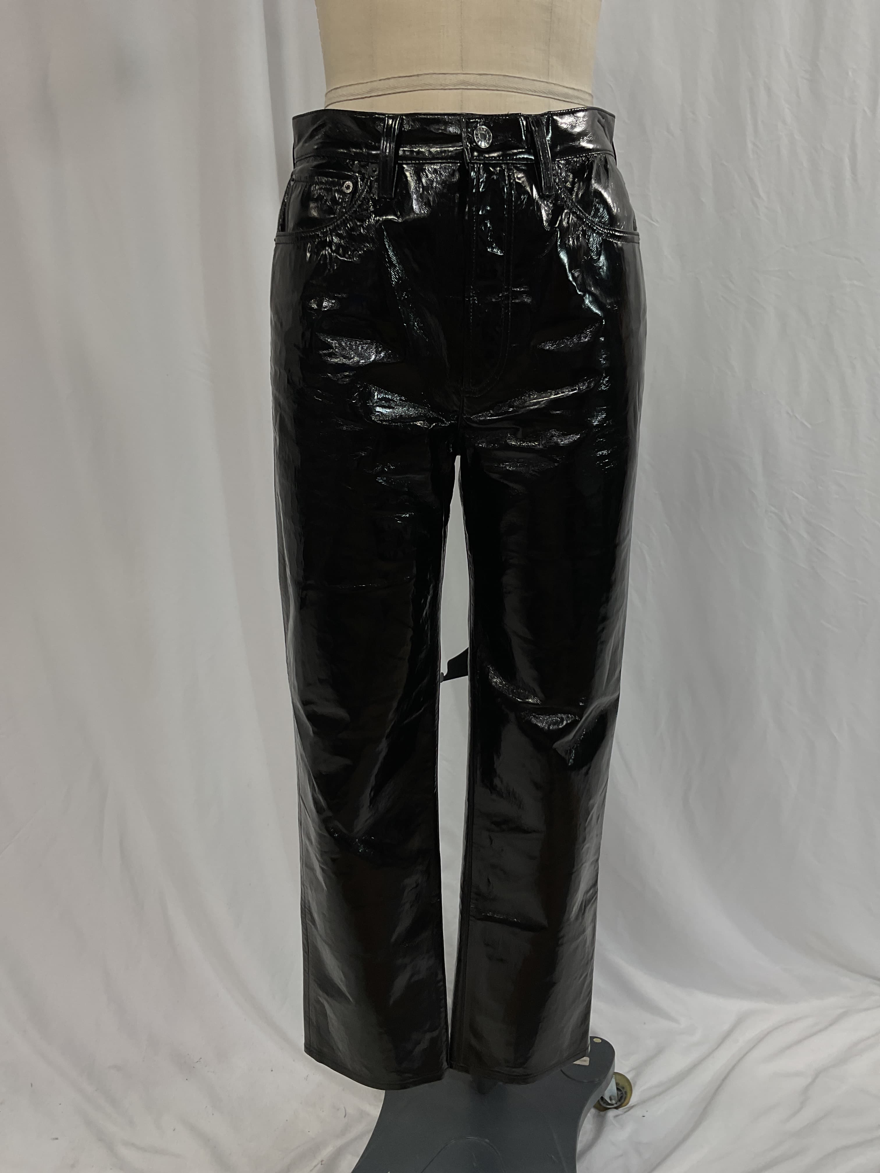 Recycled Leather 90's Pinch Waist In Black Patent - Image 2
